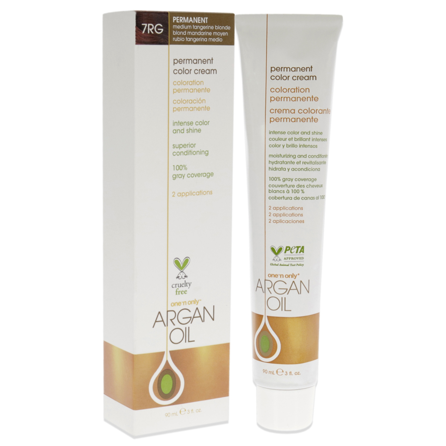 Argan Oil Permanent Color Cream - 7RG Medium Tangerine Blonde by One n Only for Unisex - 3 oz Hair Color