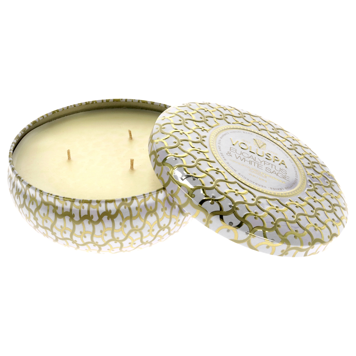 3 Wick Tin Candle - Eucalyptus and White Sage by Voluspa for Unisex - 12 oz Candle