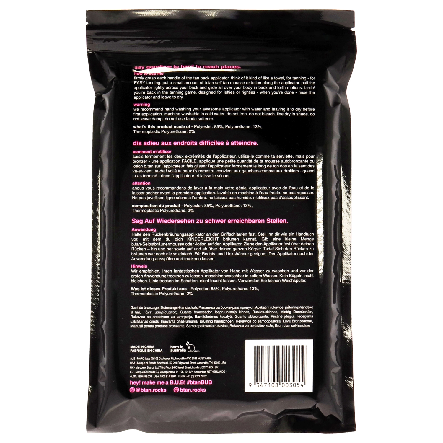 We-ve Got Your Back Mitt by B.Tan for Unisex - 1 Pc Mitt