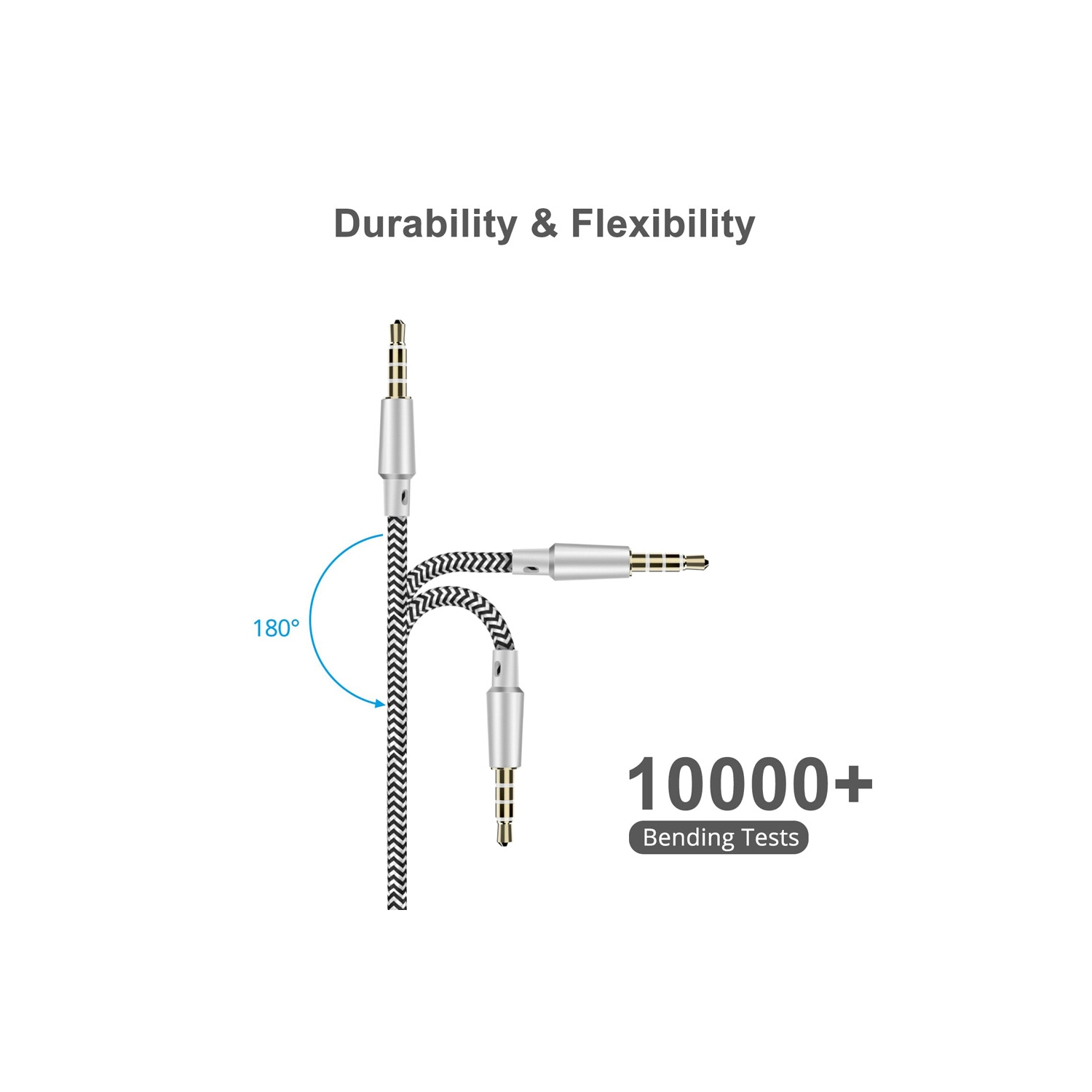 axGear Câble auxiliaire 3,5 mm 4 pôles 4 positions micro stéréo fil audio MM plaqué or 10 pieds