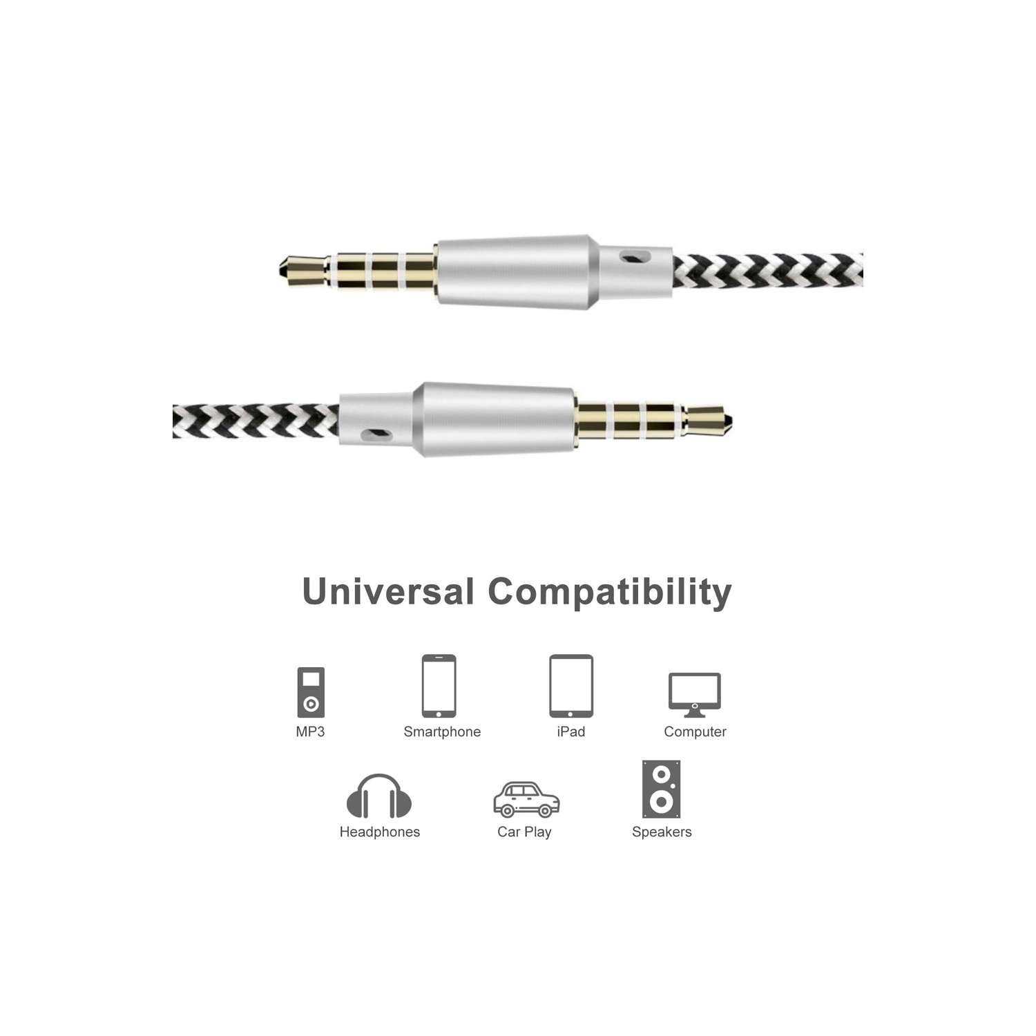 axGear Câble auxiliaire 3,5 mm 4 pôles 4 positions micro stéréo fil audio MM plaqué or 10 pieds