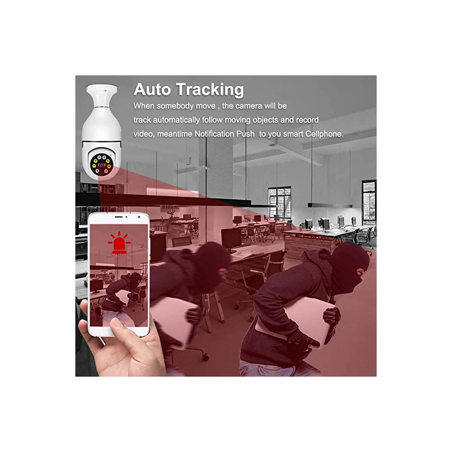 axGear Light Bulb Security Camera Panoramic Home WiFi Camera with Auto Tracking