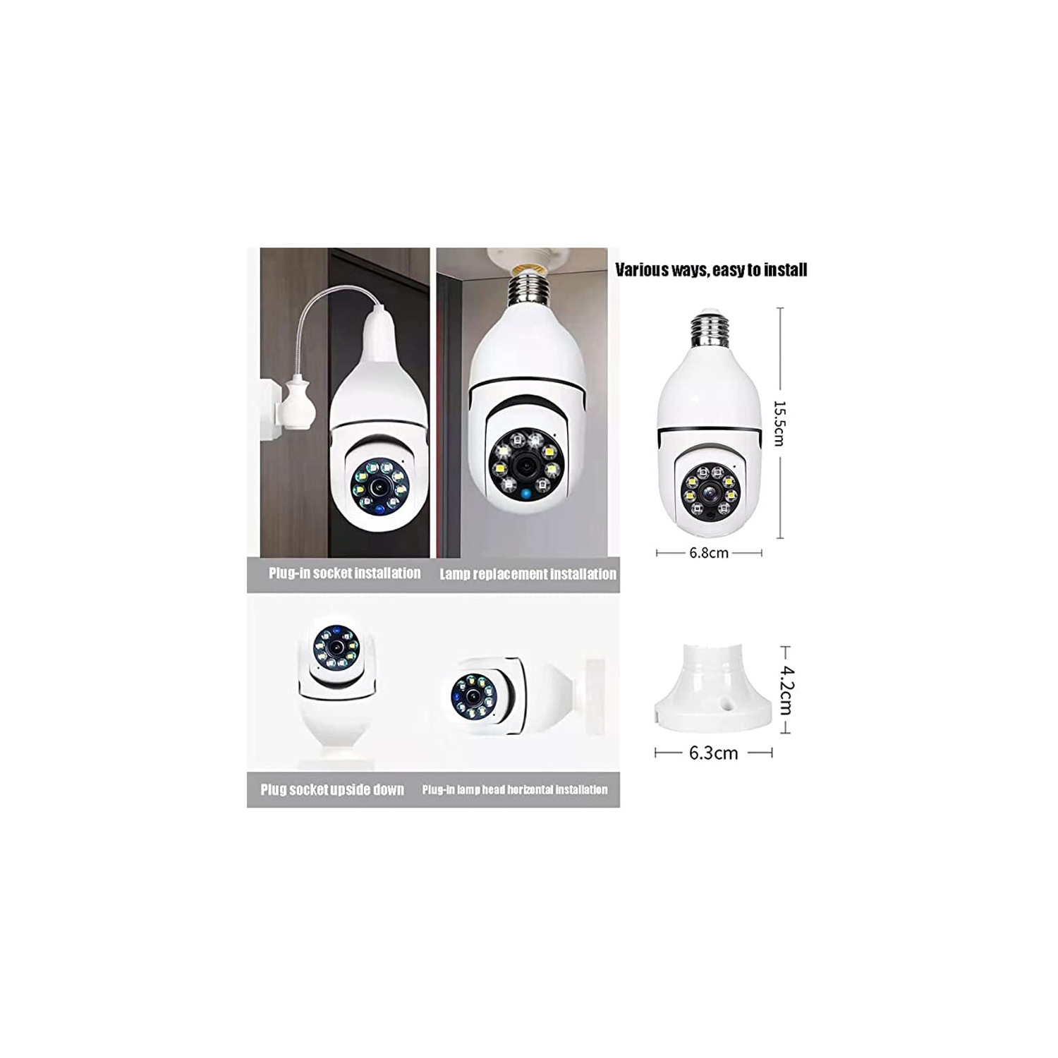 axGear Light Bulb Security Camera Panoramic Home WiFi Camera with Auto Tracking