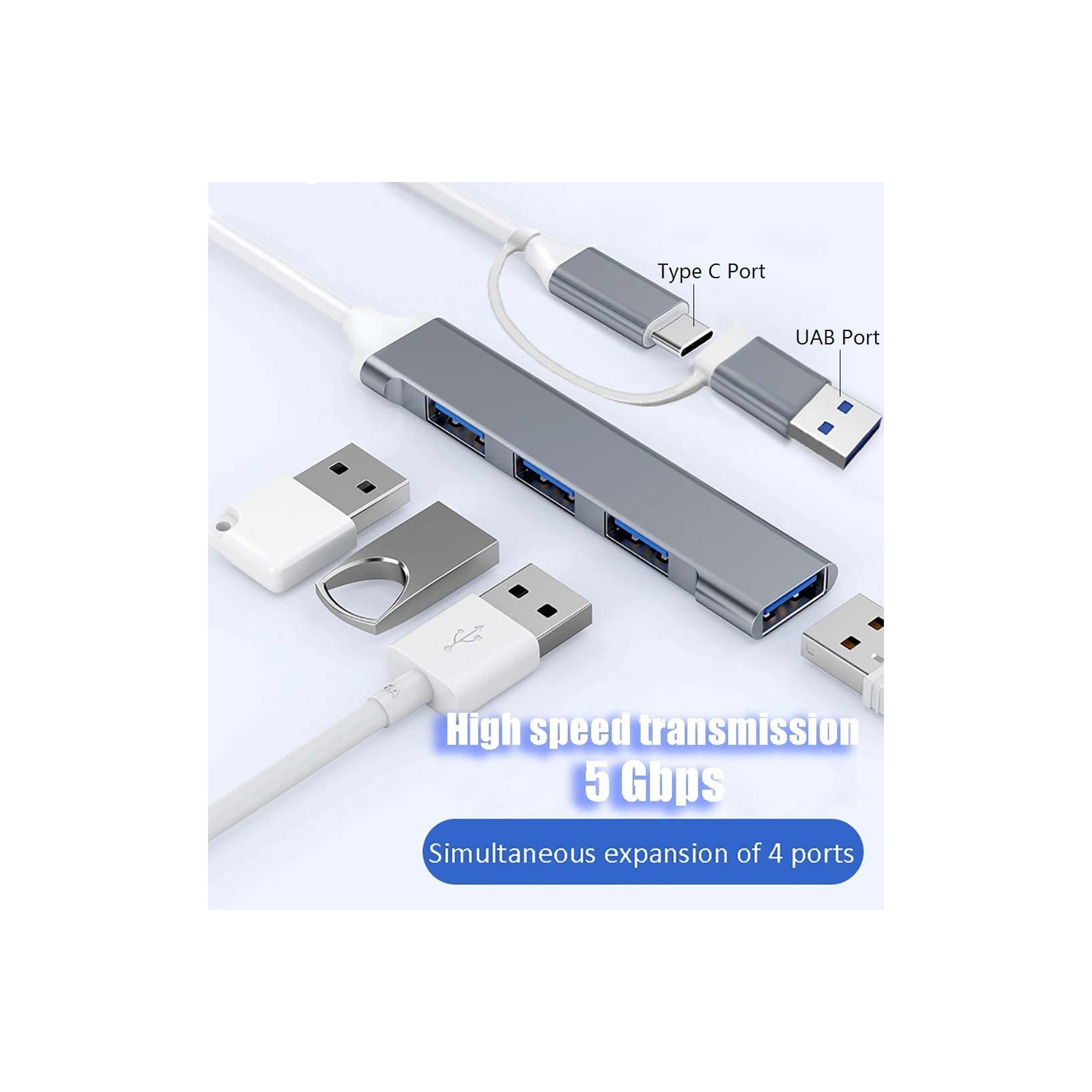 axGear USB-C Type C vers USB 3.0 Hub 4 ports Adaptateur USB USB-C Aluminium Slim Thunderbolt USB