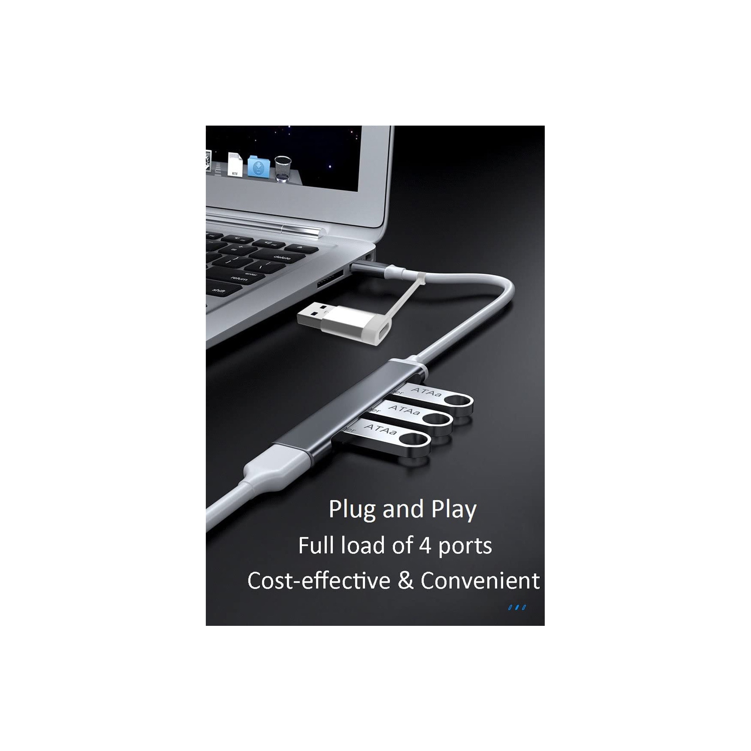 axGear USB-C Type C vers USB 3.0 Hub 4 ports Adaptateur USB USB-C Aluminium Slim Thunderbolt USB