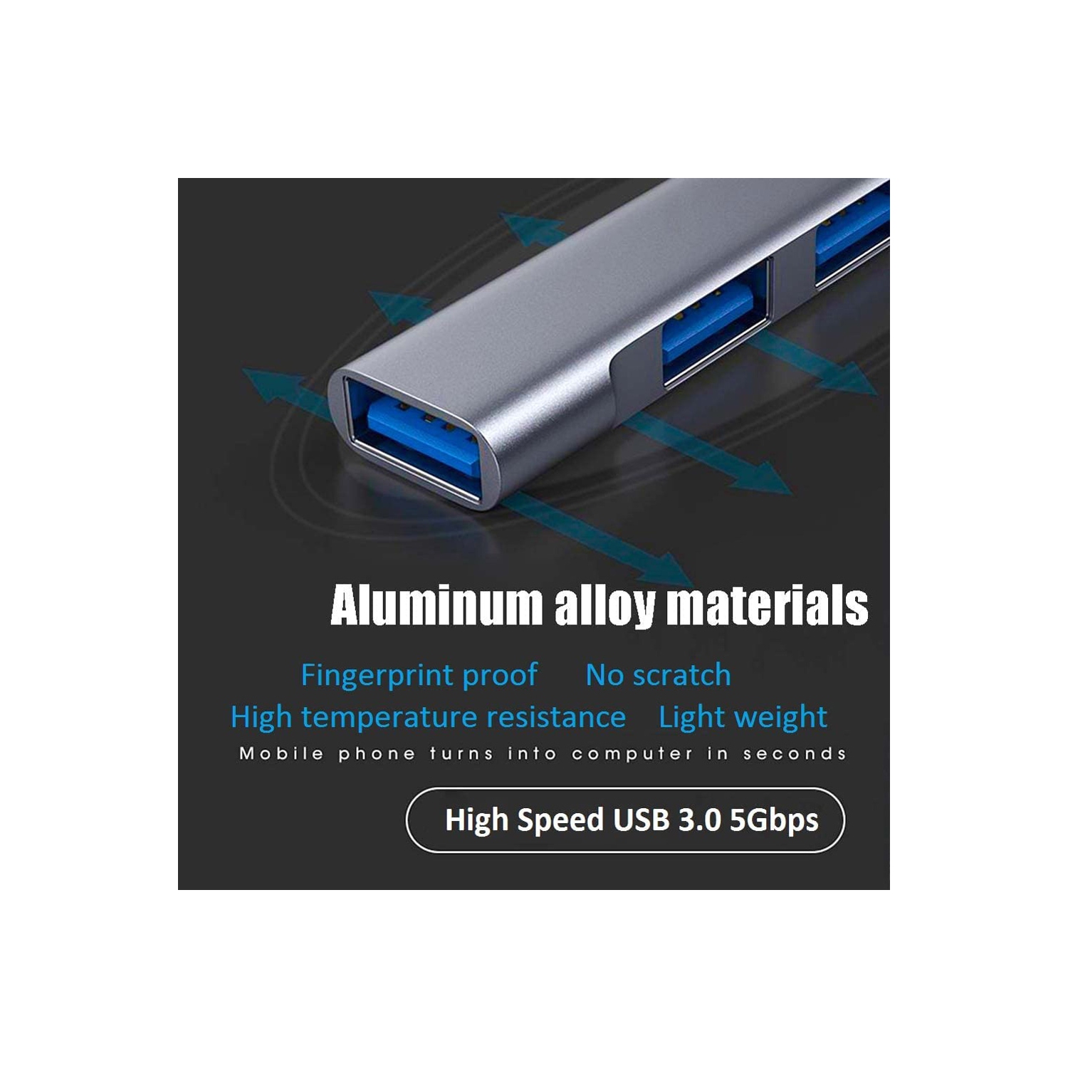 axGear USB-C Type C vers USB 3.0 Hub 4 ports Adaptateur USB USB-C Aluminium Slim Thunderbolt USB