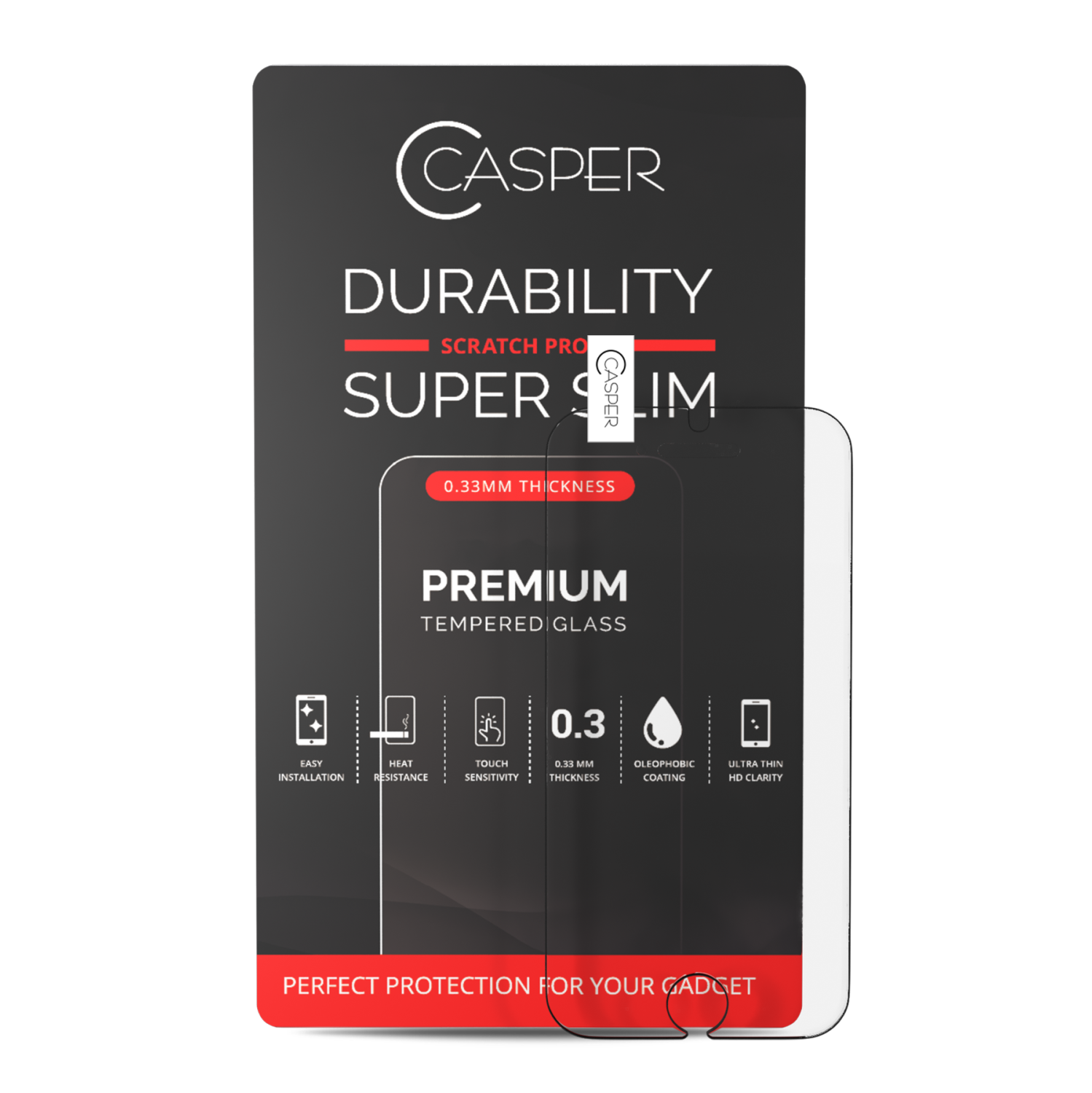 Casper Tempered Glass Compatible For iPhone 5 / 5S / 5C / SE (Retail Pack) (Clear)