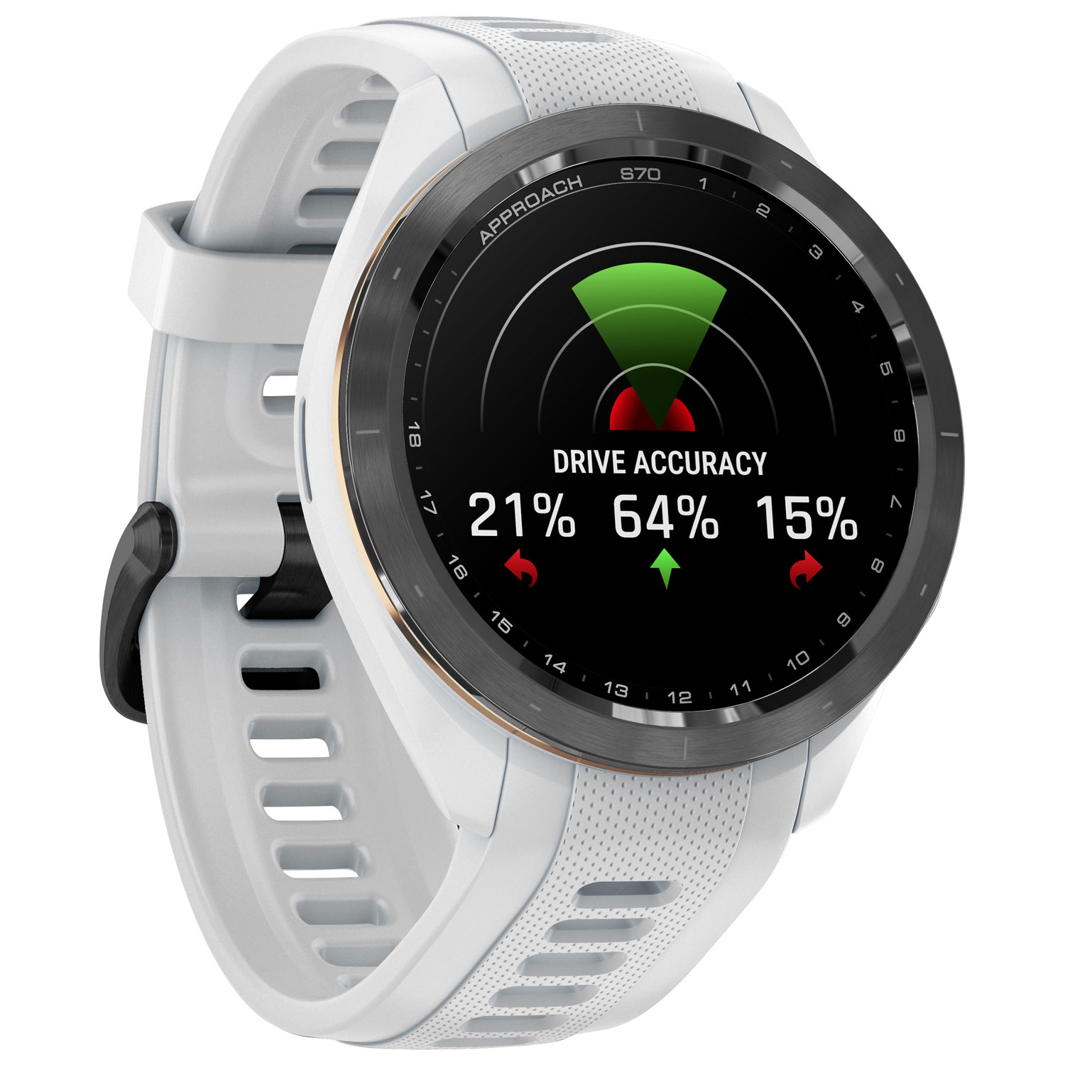 Montre intelligente GPS de 42 mm Approach S70 de Garmin pour le golf - Blanc