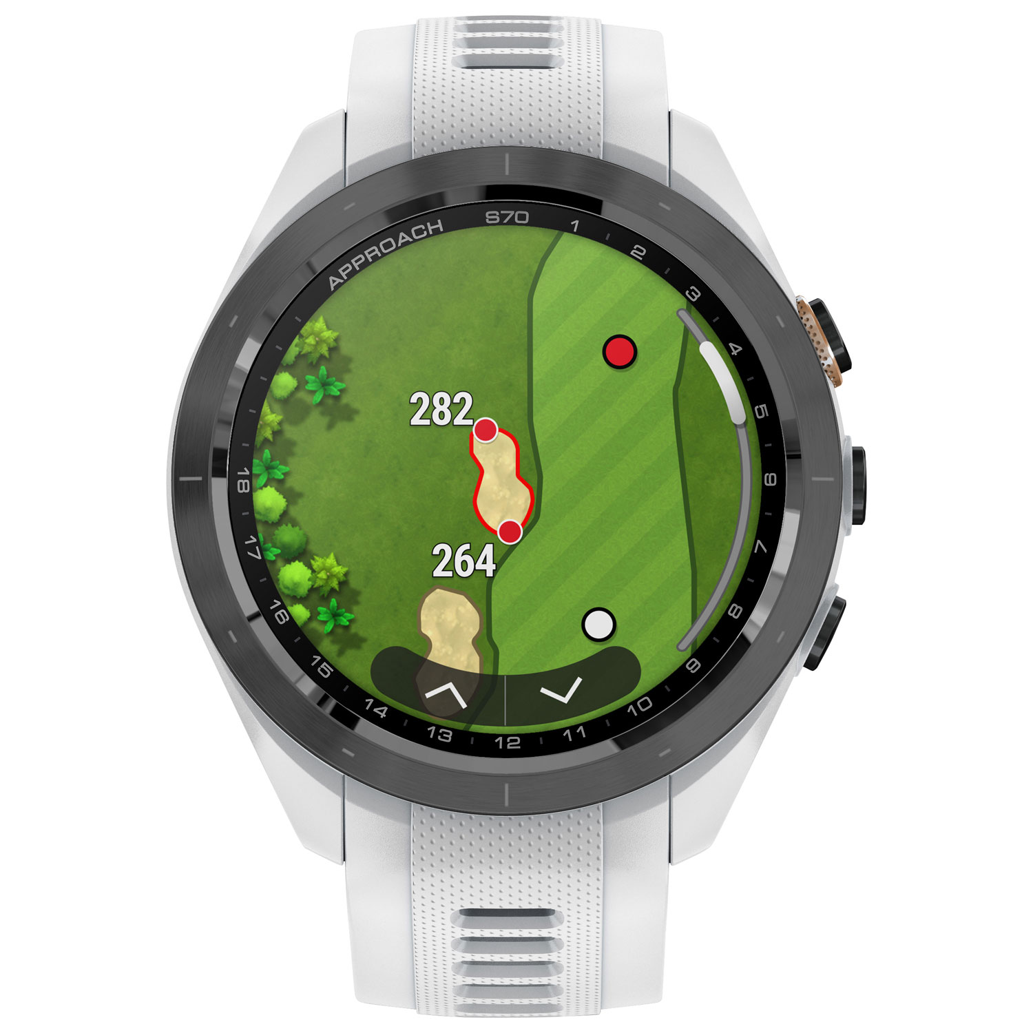Montre intelligente GPS de 42 mm Approach S70 de Garmin pour le golf - Blanc