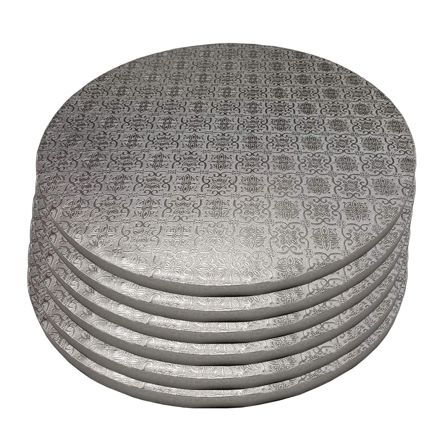 Baril à gâteau rond à bord lisse argenté – 8 po x ½ po d'épaisseur – paq. 6