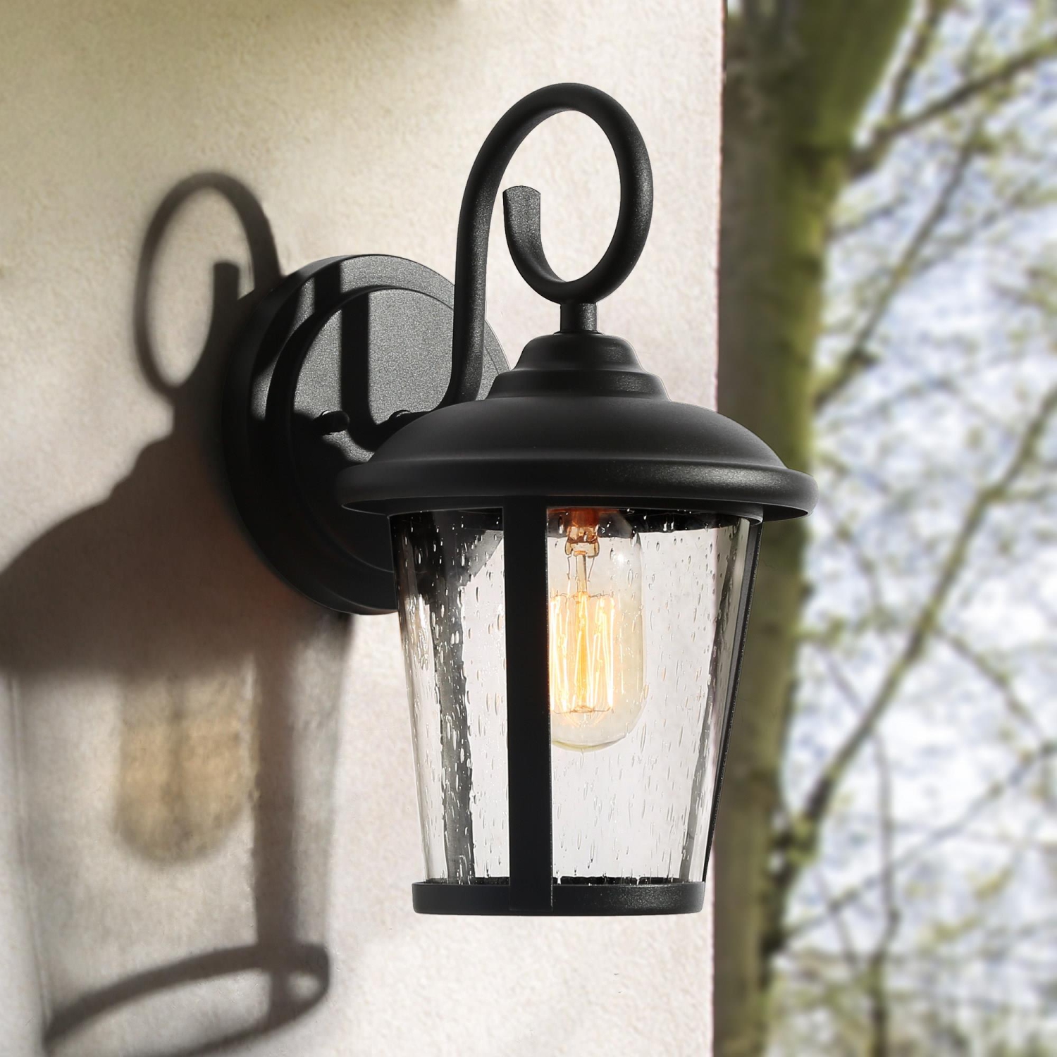 Modern Cylinder Outdoor Wall Sconce Light, 1-Light Black Outdoor Wall Lantern Sconce