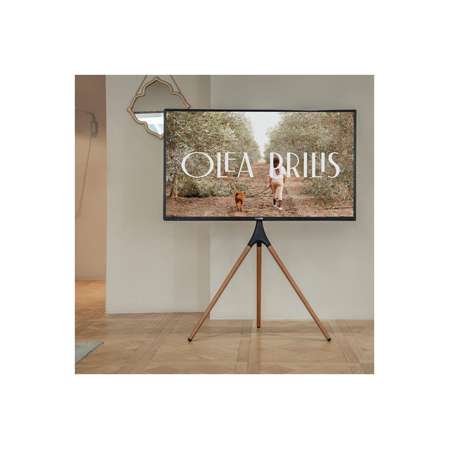 Easel Studio Floor TV Stand for Most 45"-65" Flat Panel TVs, Mobile TV Cart Shelf with Swivel and Tripod Base up to 70.4lbs Max VESA 600x400