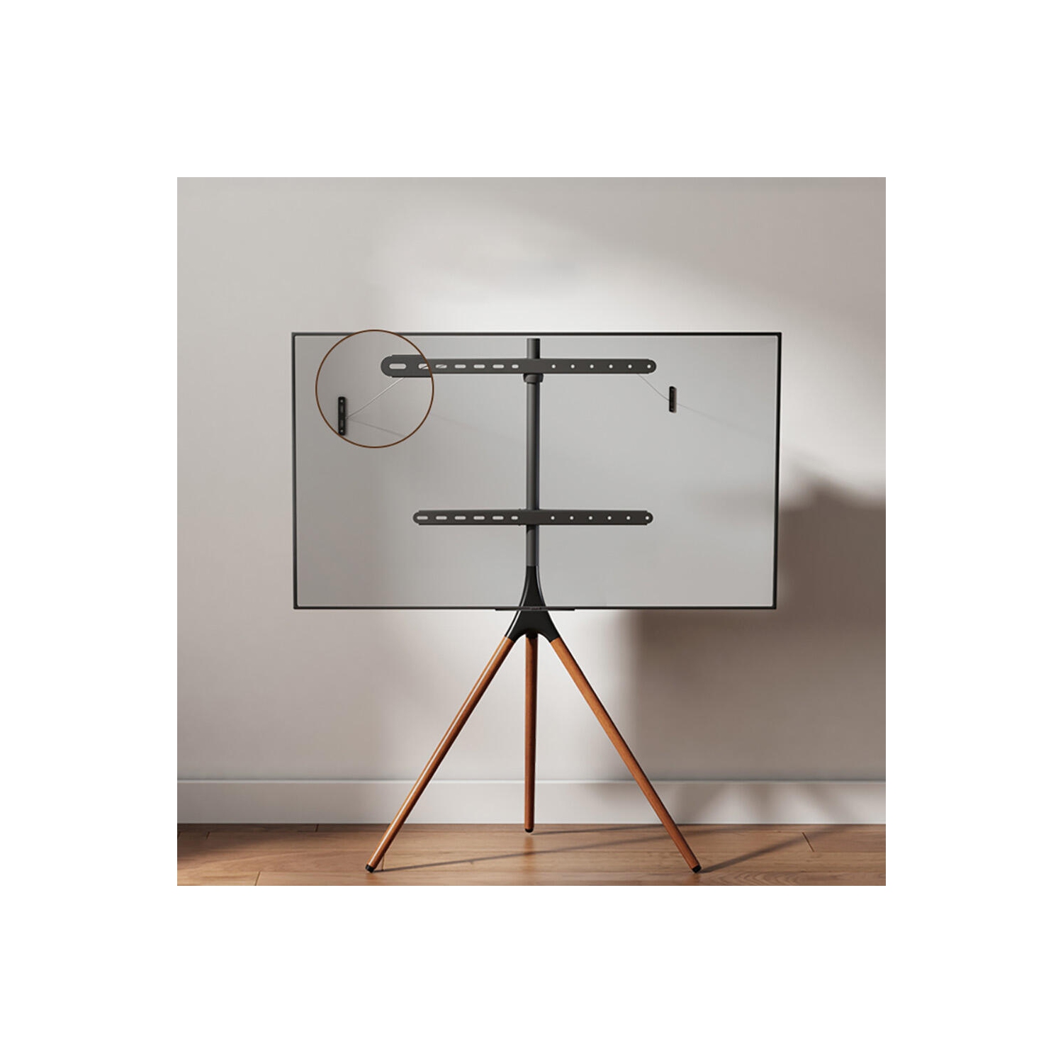 Easel Studio Floor TV Stand for Most 45"-65" Flat Panel TVs, Mobile TV Cart Shelf with Swivel and Tripod Base up to 70.4lbs Max VESA 600x400