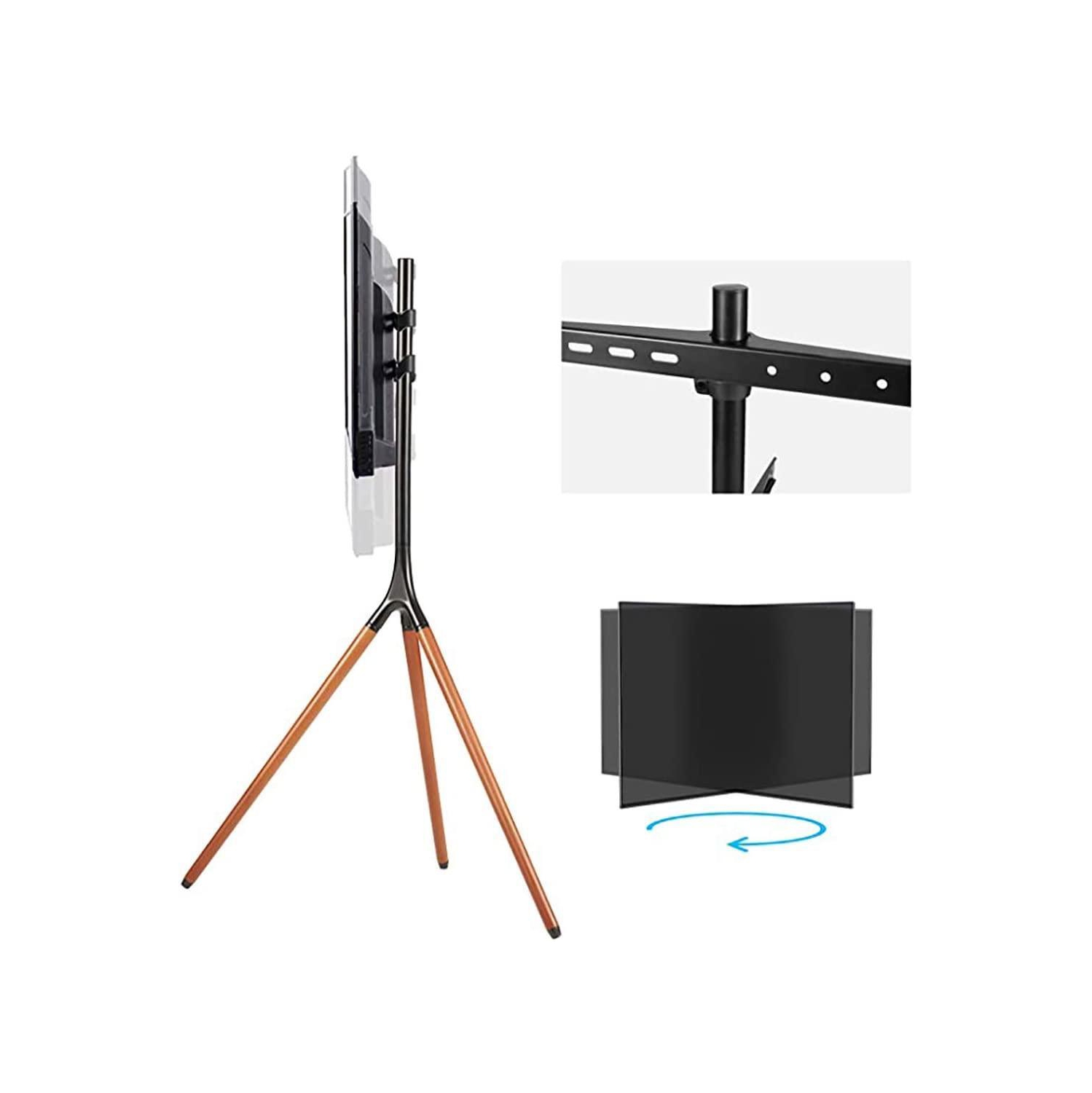 Easel Studio Floor TV Stand for Most 45"-65" Flat Panel TVs, Mobile TV Cart Shelf with Swivel and Tripod Base up to 70.4lbs Max VESA 600x400