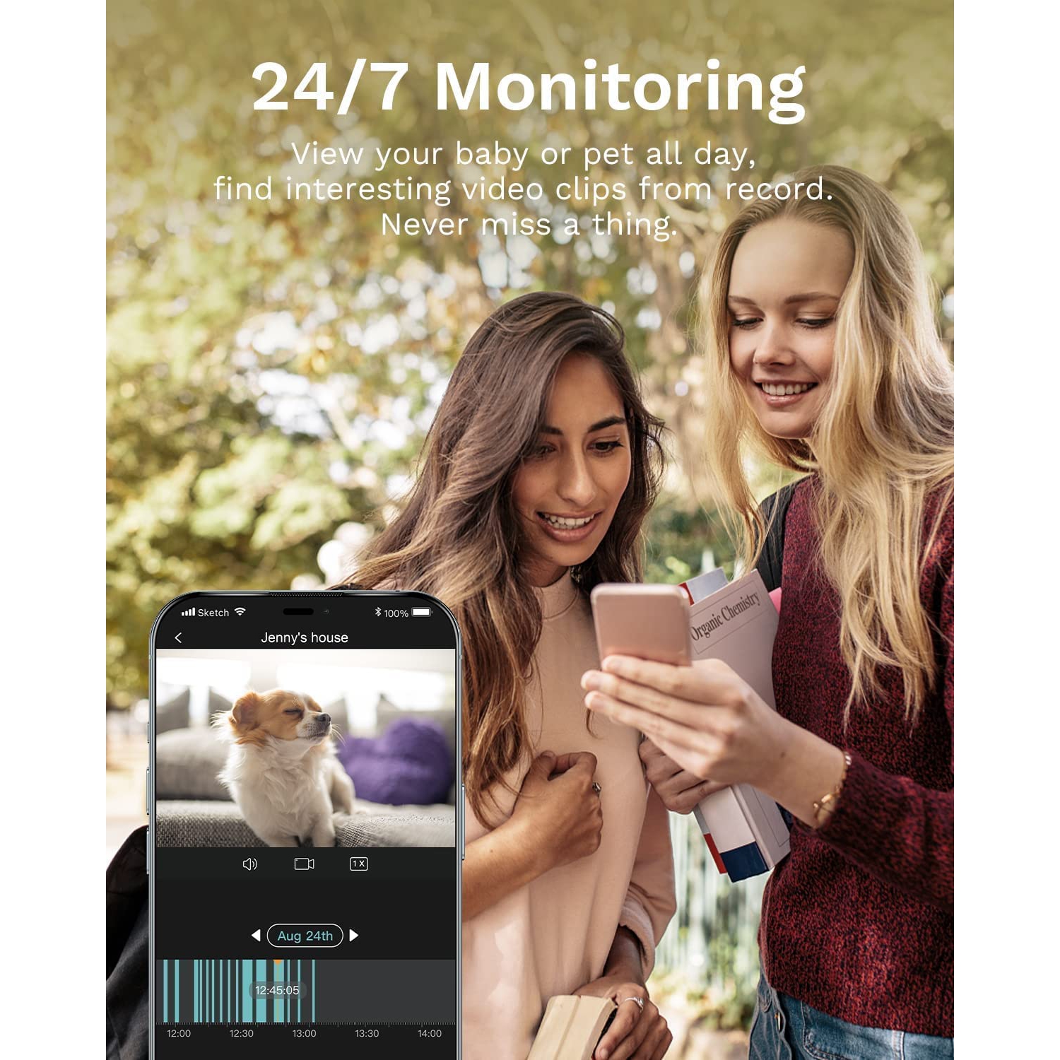 Caméra de surveillance intérieure 4&nbsp;Mpx de WUUK, caméra panoramique/inclinable à 360° pour interphone de surveillance, caméra de sécurité Wi-Fi