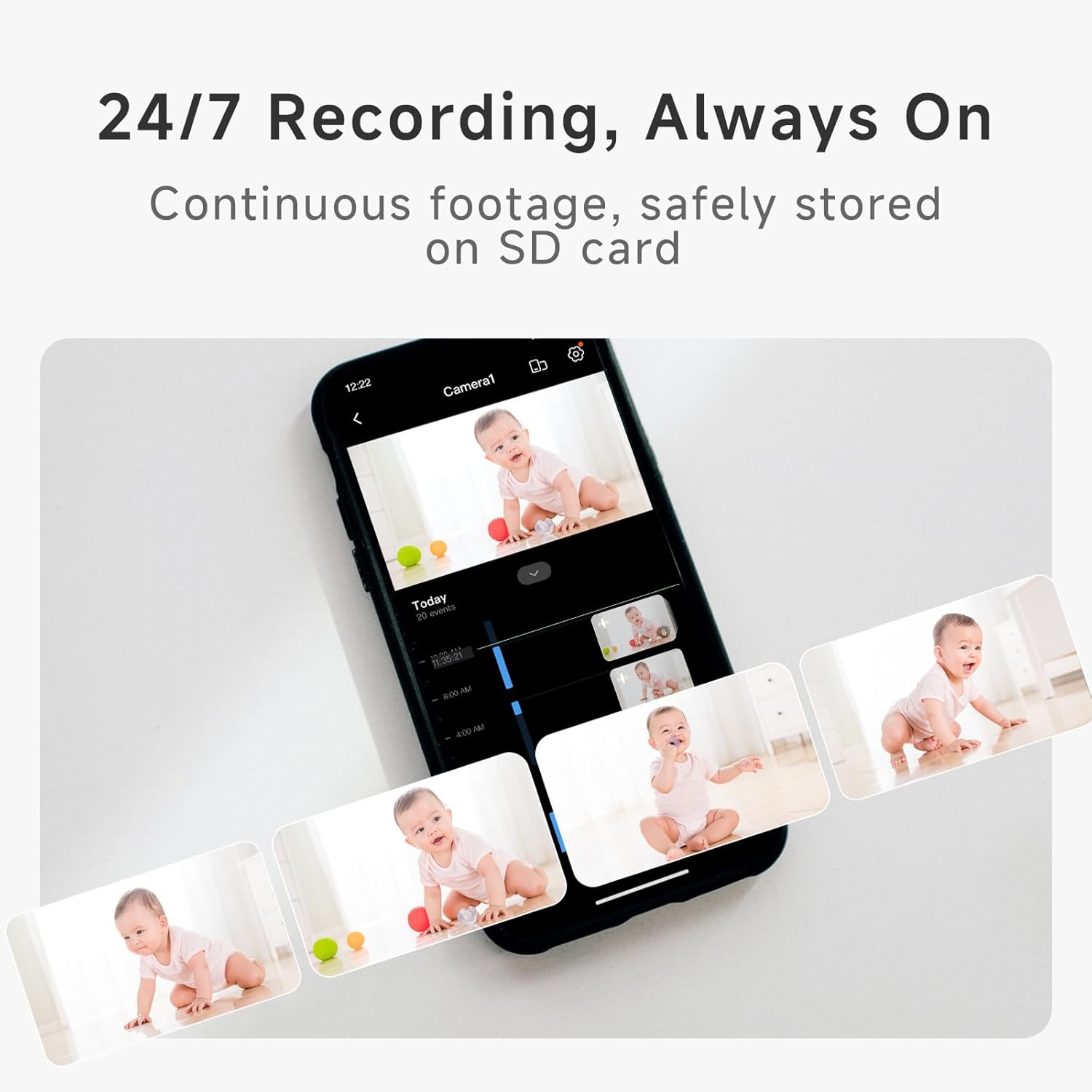 Caméra de surveillance intérieure 4&nbsp;Mpx de WUUK, caméra panoramique/inclinable à 360° pour interphone de surveillance, caméra de sécurité Wi-Fi