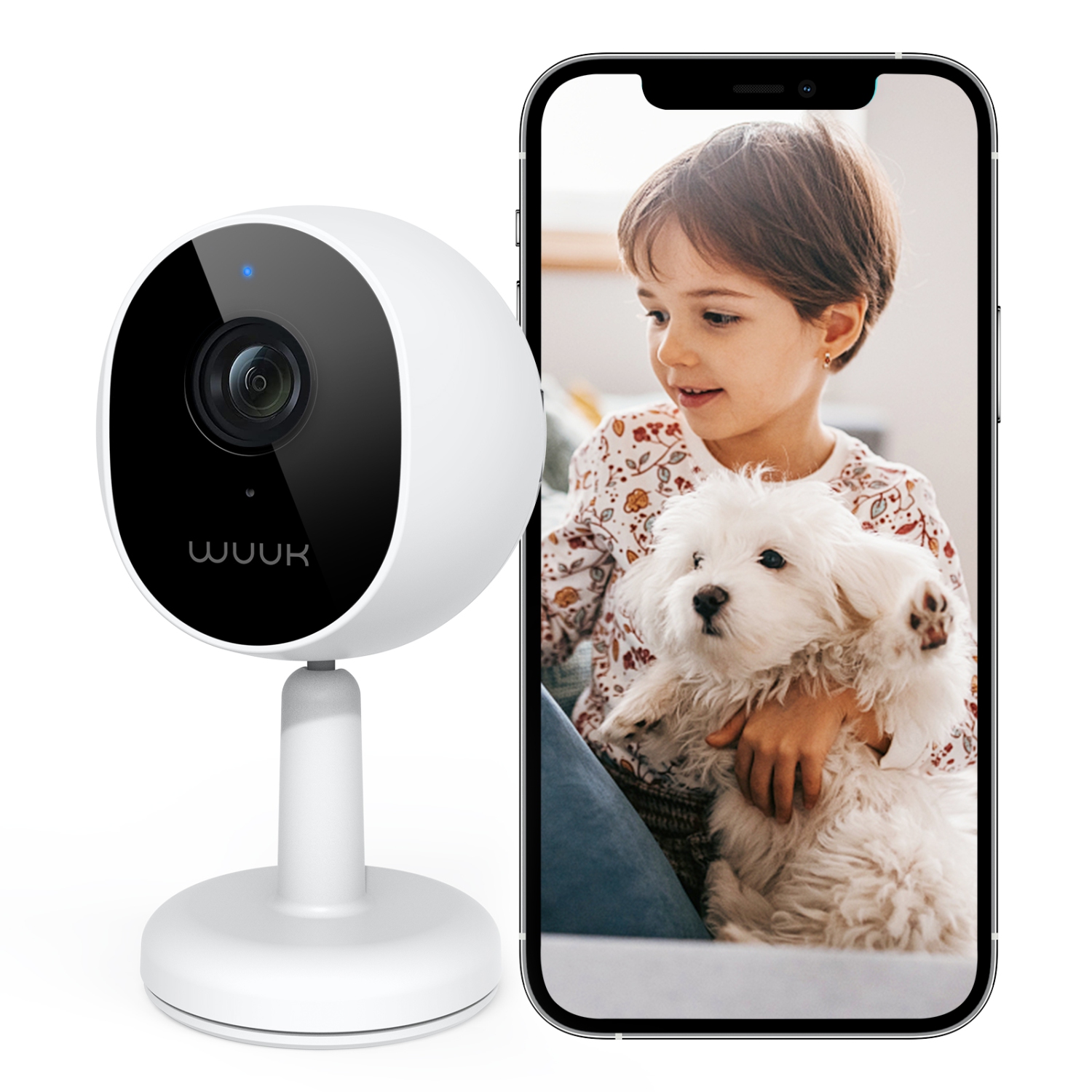 Caméra de surveillance intérieure WUUK 4MP, caméra intérieure Wi-Fi, caméra pour animal de compagnie avec détection de mouvement et d'humain