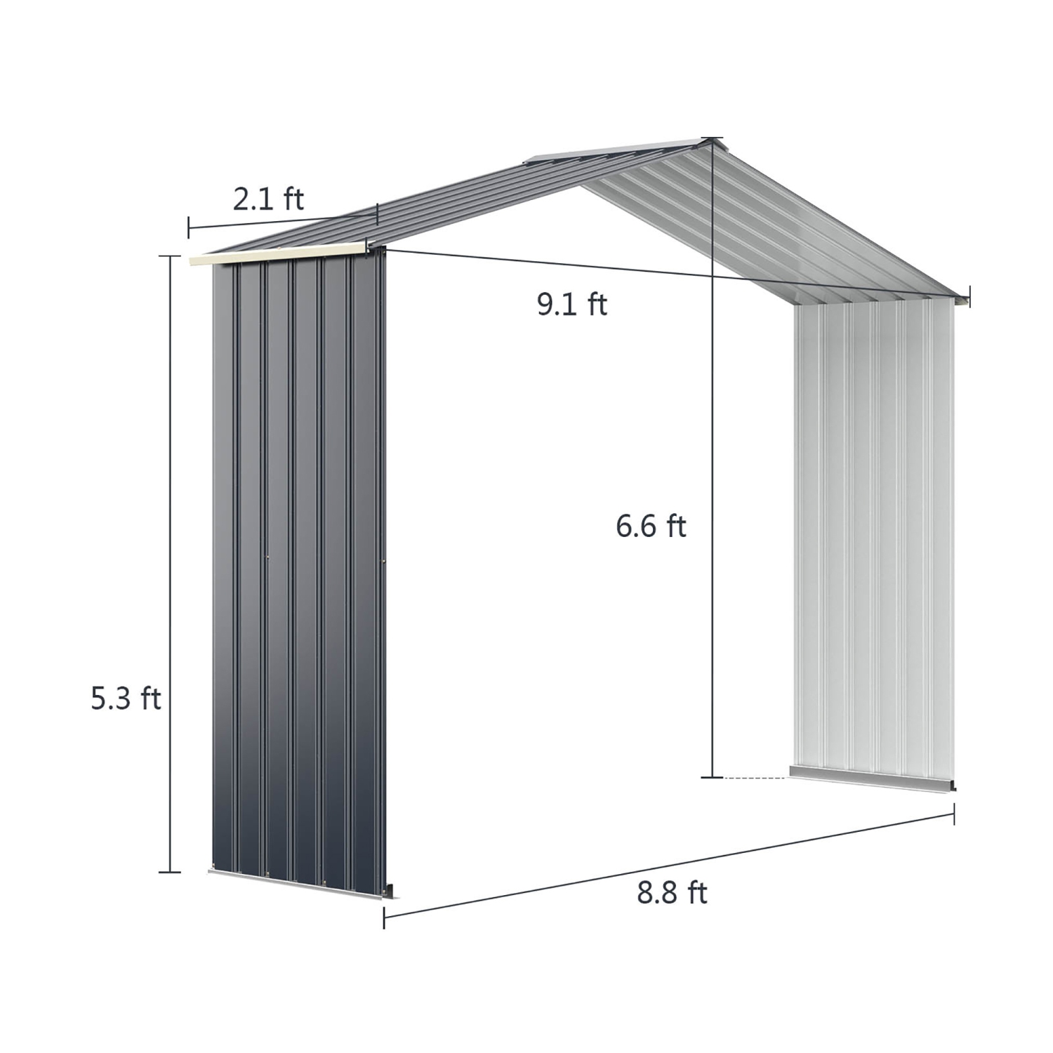 Costway Outdoor Storage Shed Extension Kit for 9.1 ft Shed Width Grey