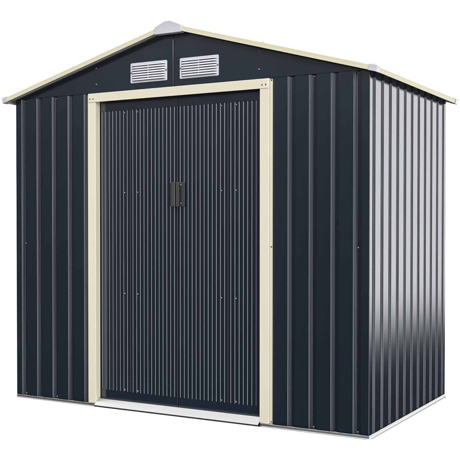 Costway 7' x 4' Metal Storage Shed for Garden and Tools w/Sliding Double Lockable Doors