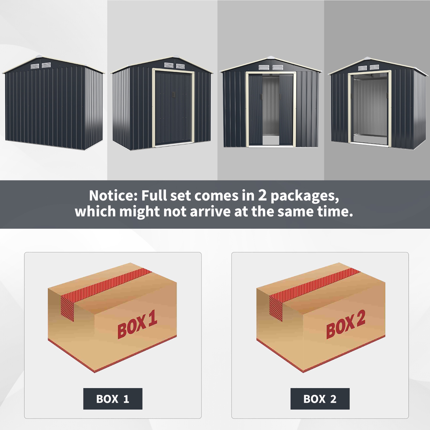 Costway 7' x 4' Metal Storage Shed for Garden and Tools w/Sliding Double Lockable Doors