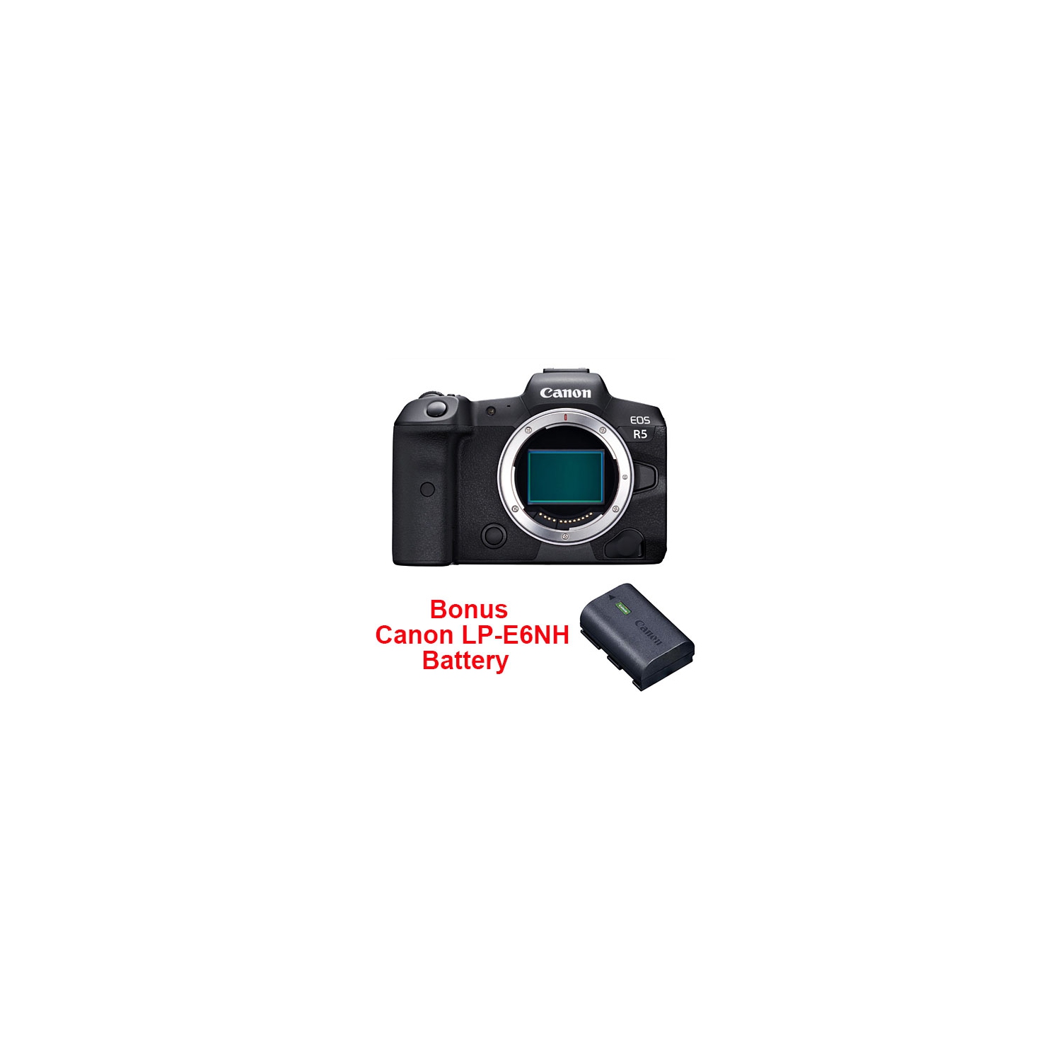 Canon EOS R5 + Canon LP-E6NH Battery. Canon Canada Authorized