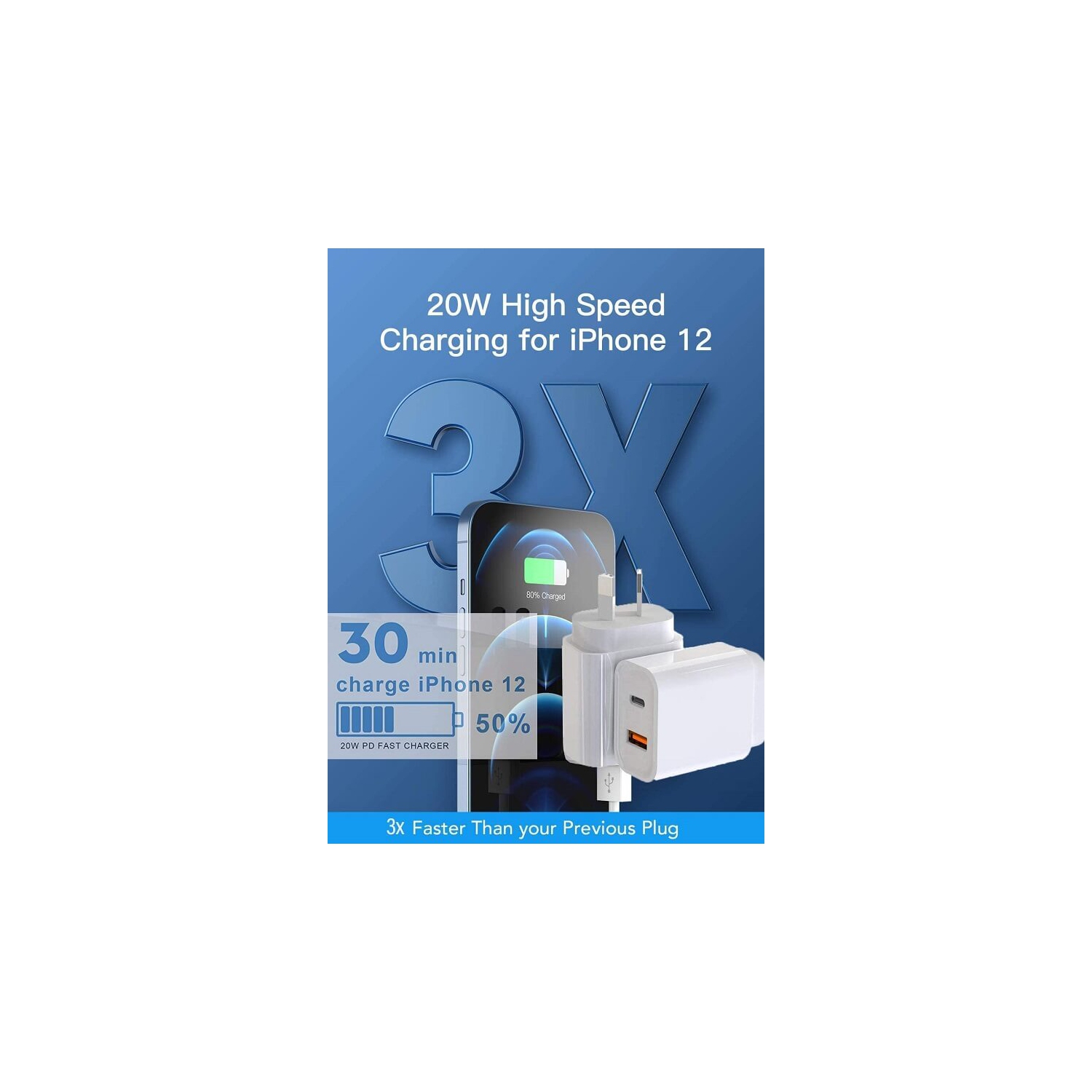 Wall Charger 25W PD USB Power Adapter iPhone Charger Compatible with iPhone 13/12/11 Pro/11/XS MAX/XR/8/7/6s/6 Plus/AirPods