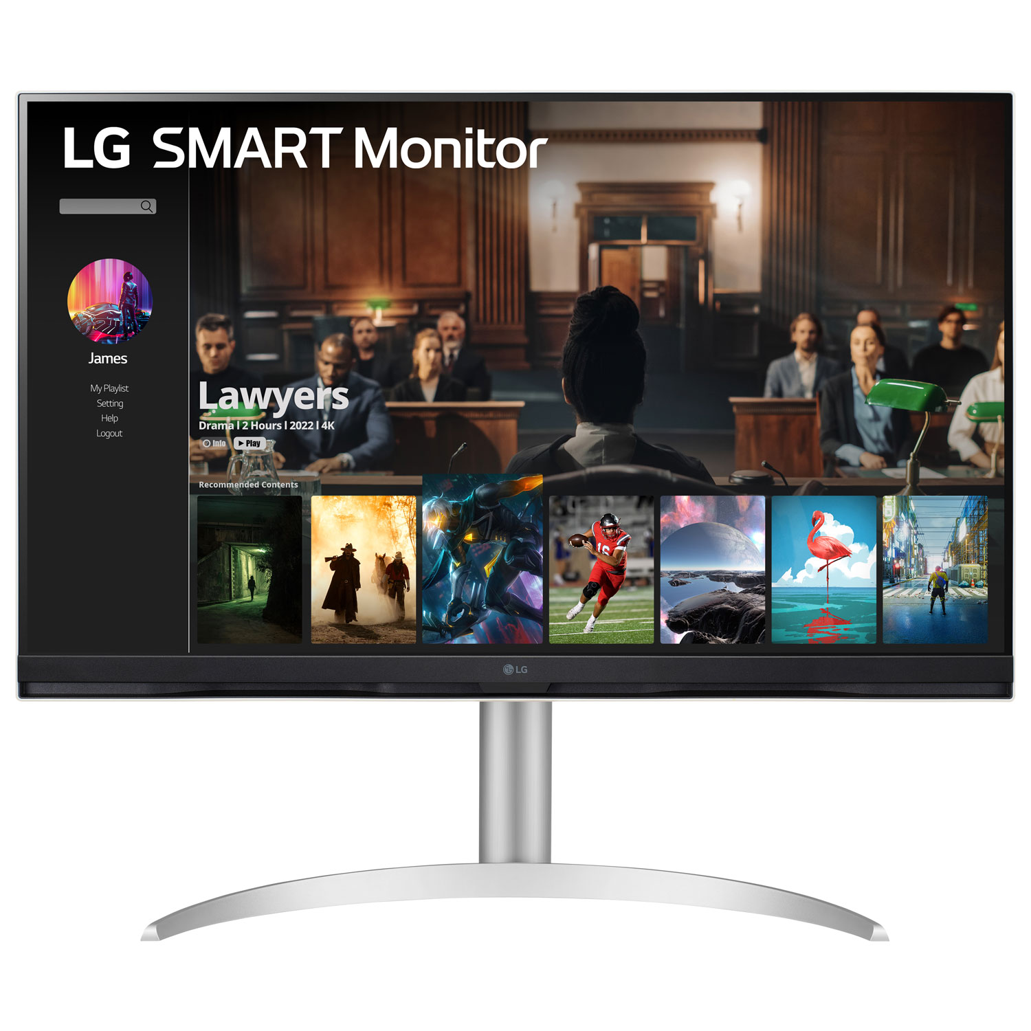 LG 32" UHD 60Hz 5ms GTG IPS LCD Smart Monitor (32SQ730S-W) - White
