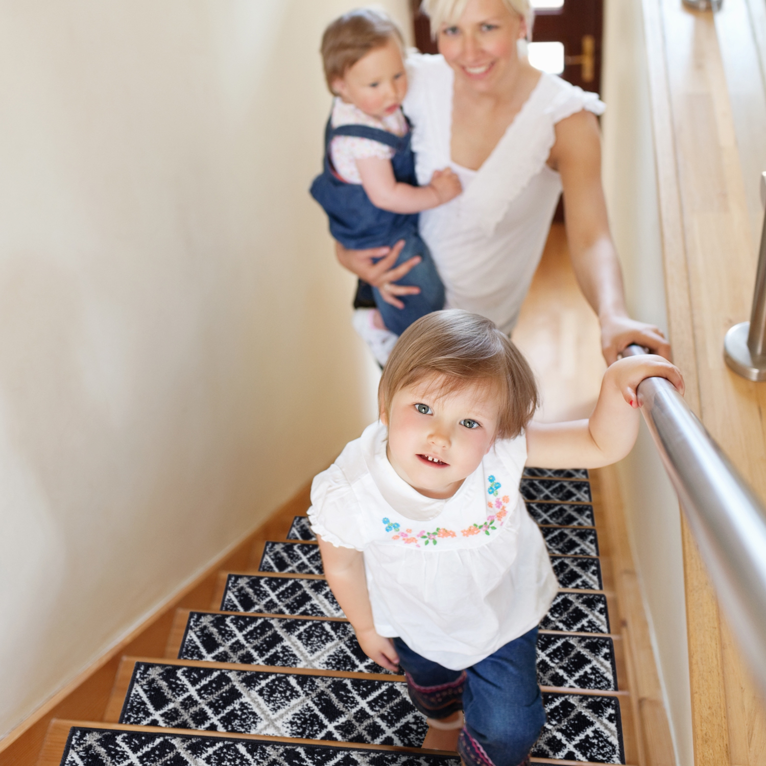 SussexHome Stair Treads - Carpet Strips for Indoor Stairs - Easy to Install with Double Adhesive Tape - Safe, 9" X 28" - 4-Pack - Navy