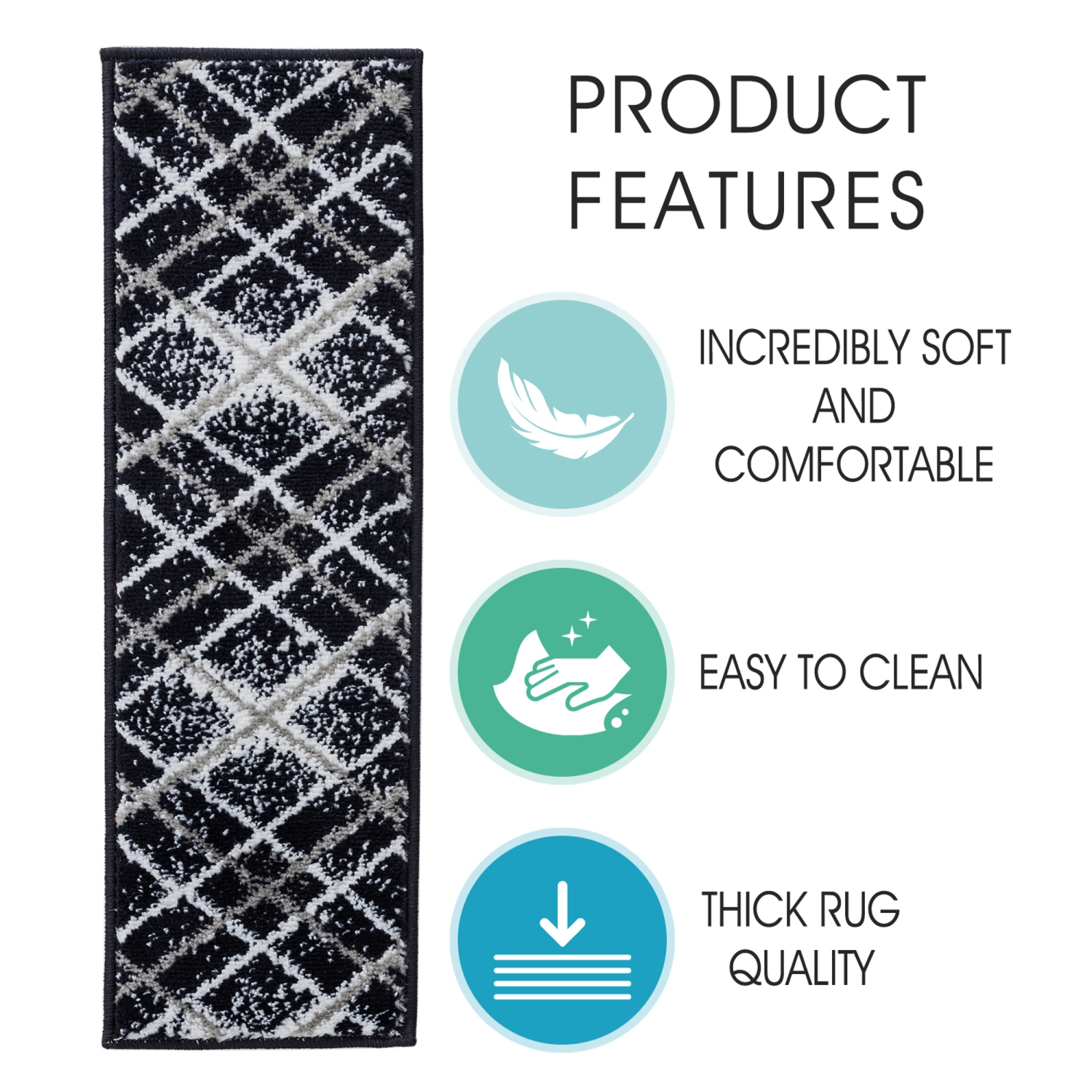 SussexHome Stair Treads - Carpet Strips for Indoor Stairs - Easy to Install with Double Adhesive Tape - Safe, 9" X 28" - 4-Pack - Navy