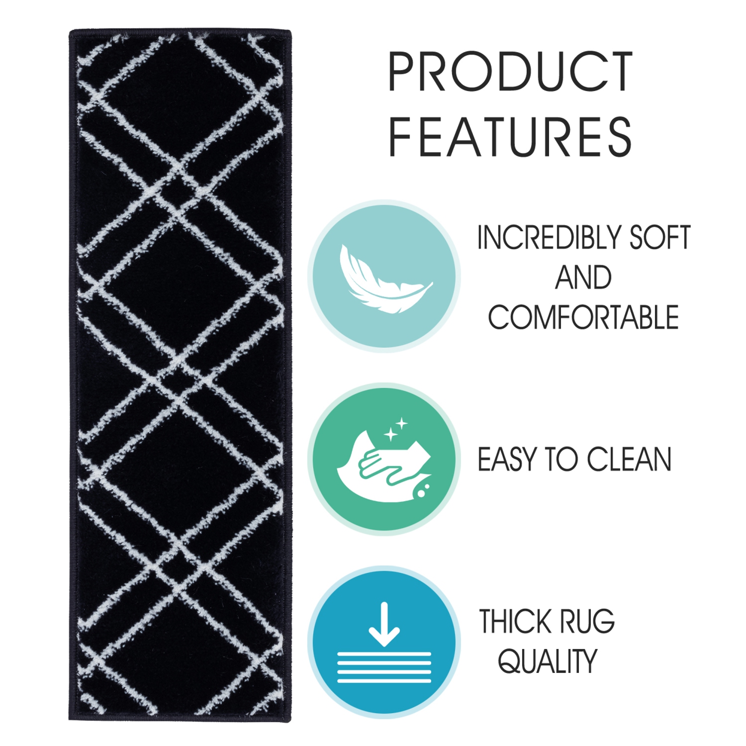 SussexHome Stair Treads - Carpet Strips for Indoor Stairs - Easy to Install with Double Adhesive Tape - Safe, 9" X 28" - 13-Pack - Navy