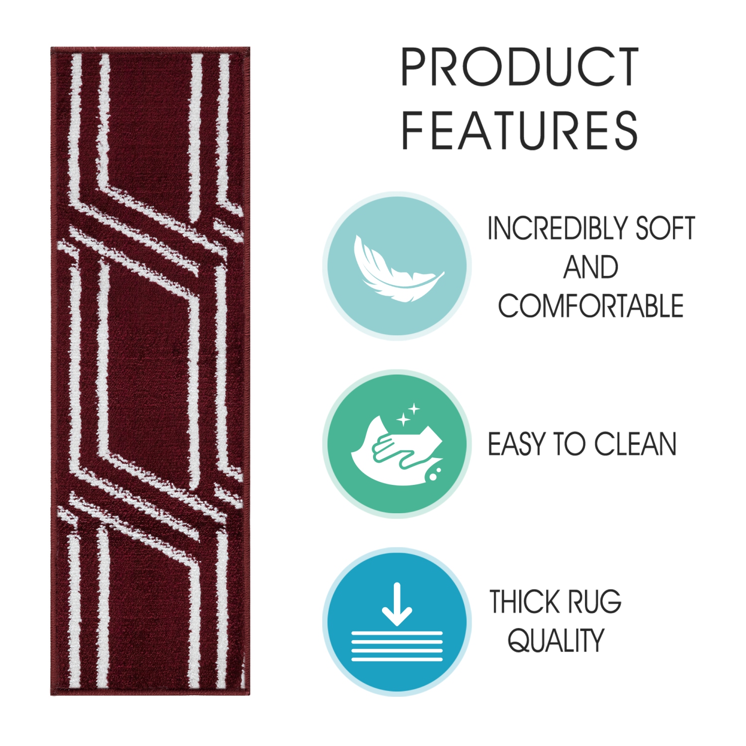 SussexHome Stair Treads - Carpet Strips for Indoor Stairs - Easy to Install with Double Adhesive Tape - Safe, 9" X 28" - 13-Pack - Red