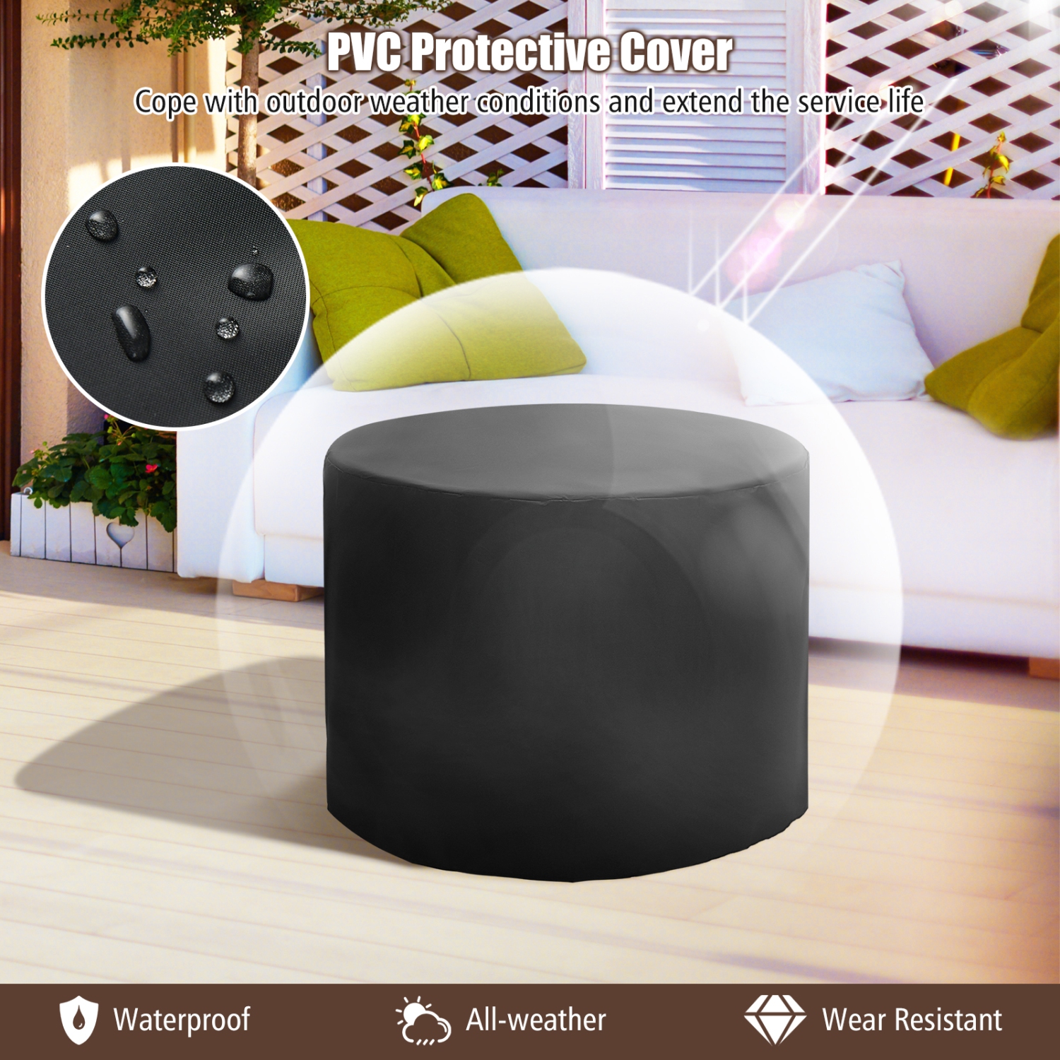 Topbuy 32 Inch Outdoor Fire Pit Table 30,000 BTU Round Metal Fire Table with Lid & PVC Cover & Glass Stones CSA Approved