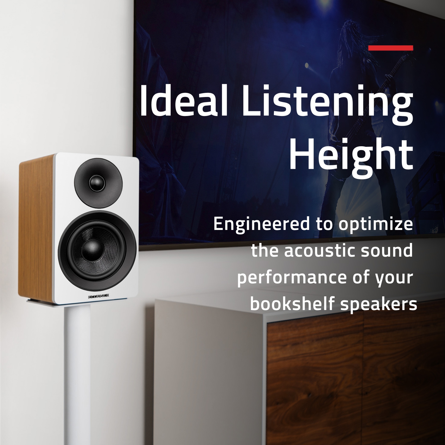 Les supports pour haut-parleurs de plancher de Fluance pour son ambiophonique et haut-parleurs d’étagère avec gestion des câbles - base carrée/paire