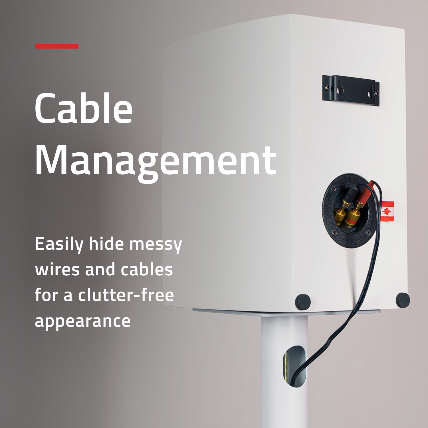 Les supports pour haut-parleurs de plancher de Fluance pour son ambiophonique et haut-parleurs d’étagère avec gestion des câbles - base carrée/paire