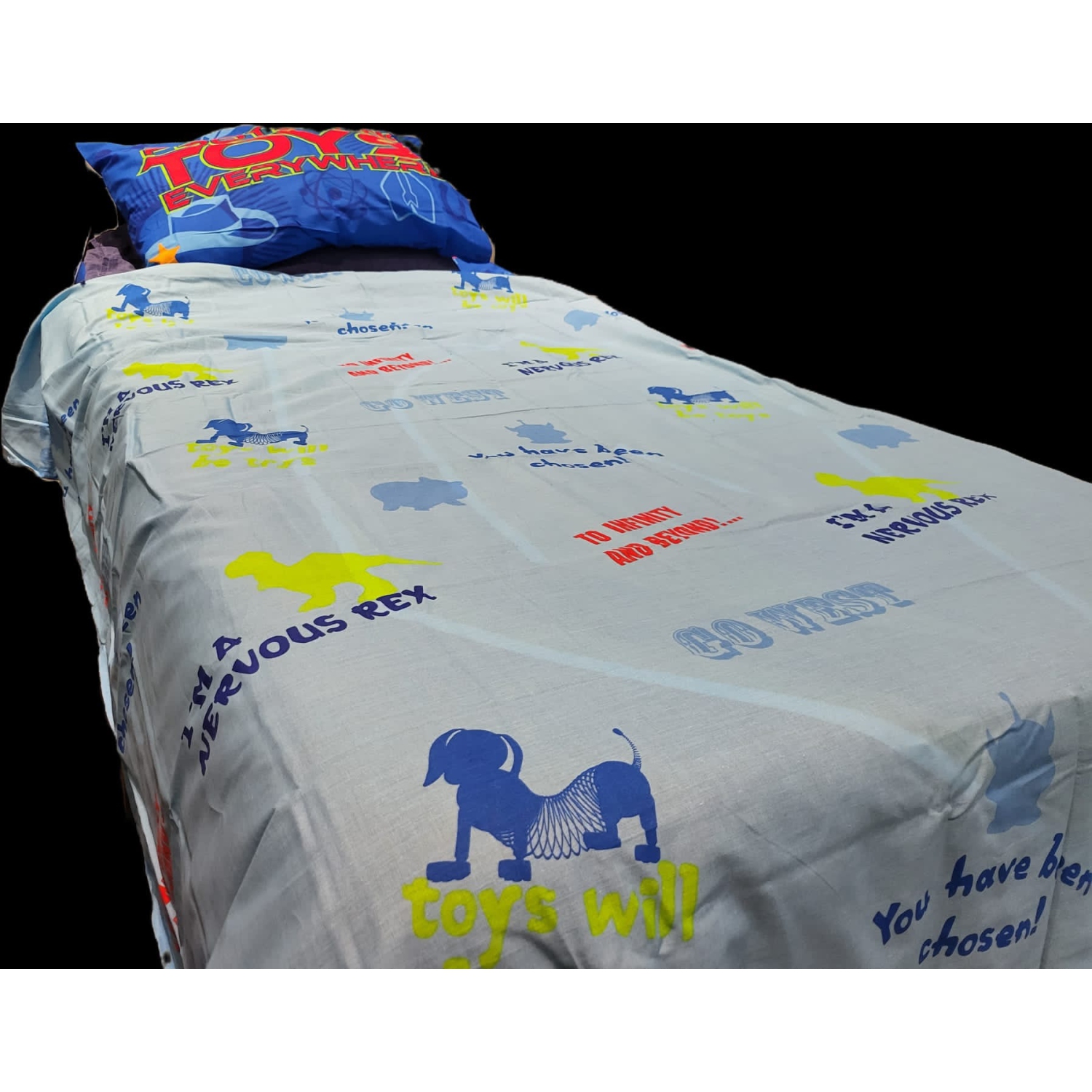 Toy Story Multicolored All Overprinted Twin Bedding Sheet Set for Kids - 3 Pieces Set