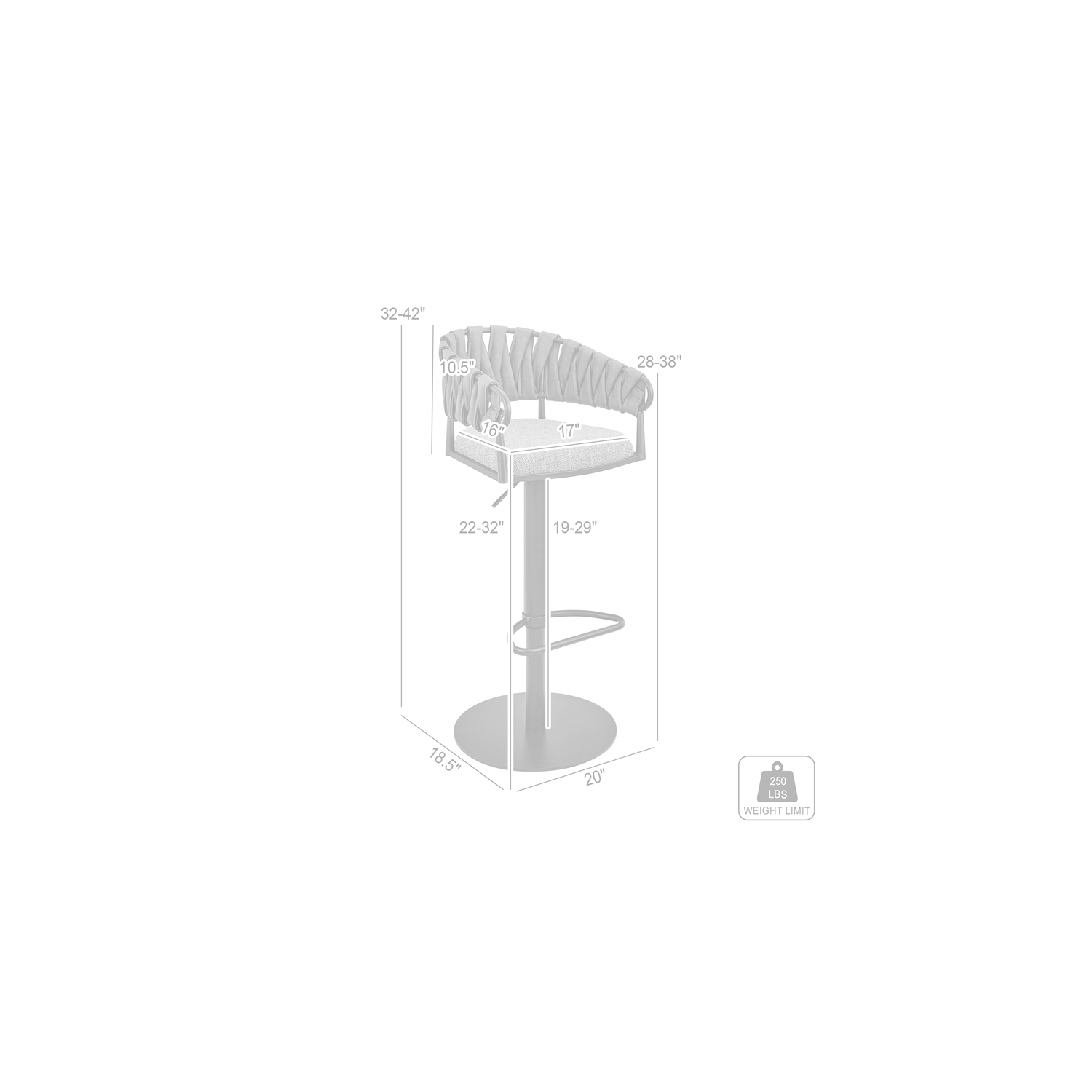 Tabouret de bar ajustable Silabe en métal noir avec tissu gris et similicuir