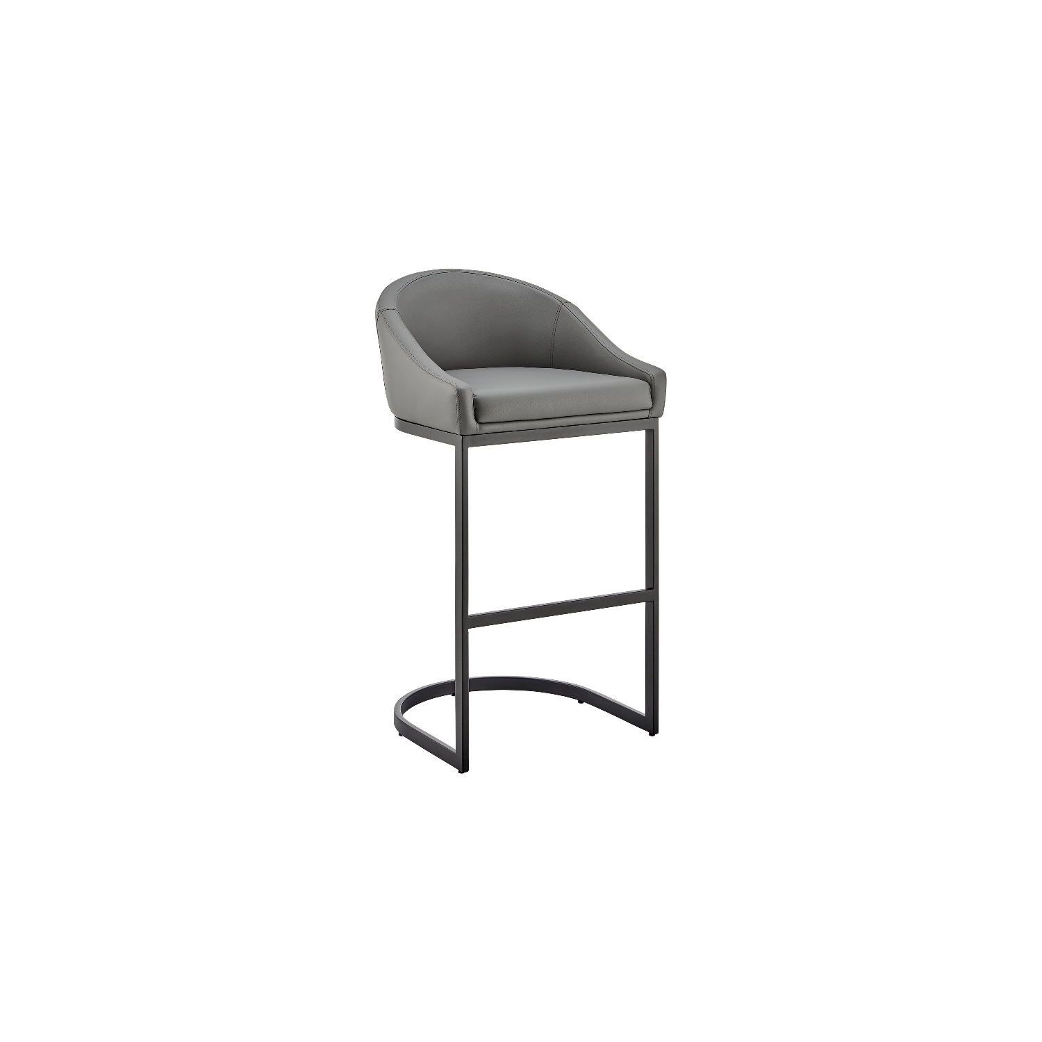 Atherik Counter Stool in Black Metal with Grey Faux Leather