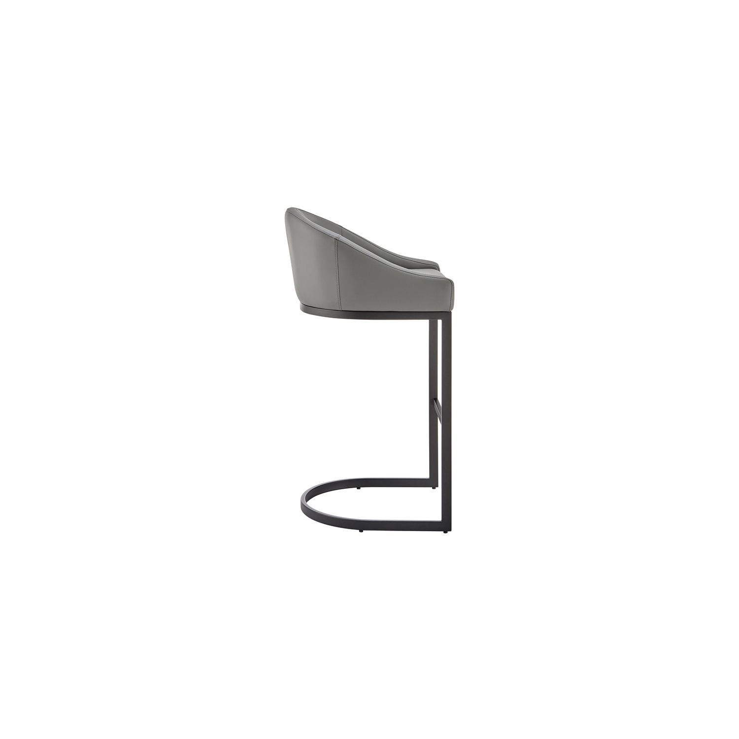 Atherik Counter Stool in Black Metal with Grey Faux Leather