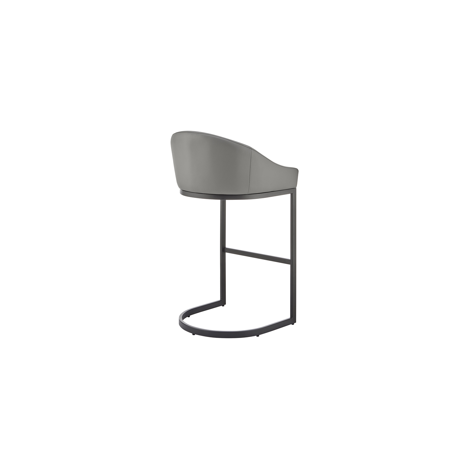 Atherik Counter Stool in Black Metal with Grey Faux Leather