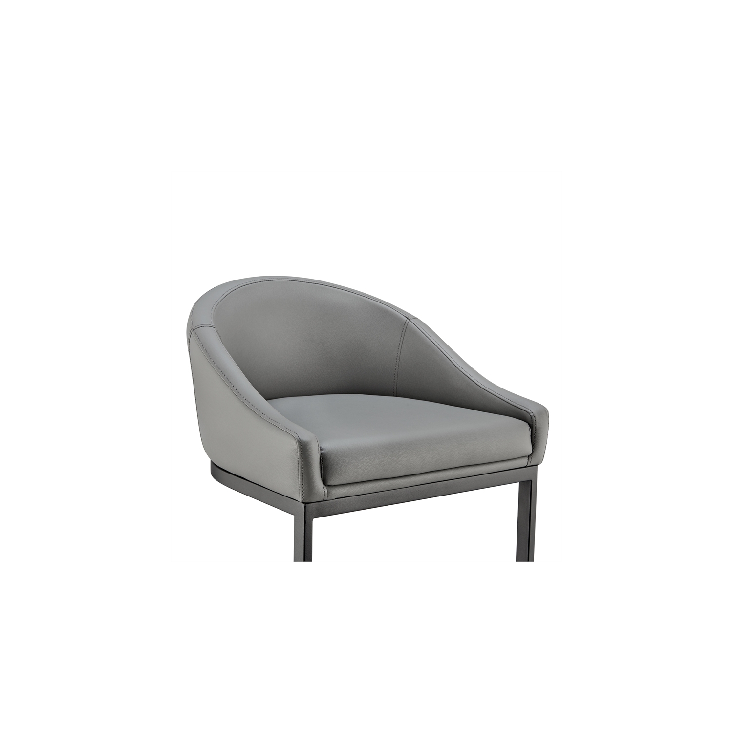 Atherik Counter Stool in Black Metal with Grey Faux Leather