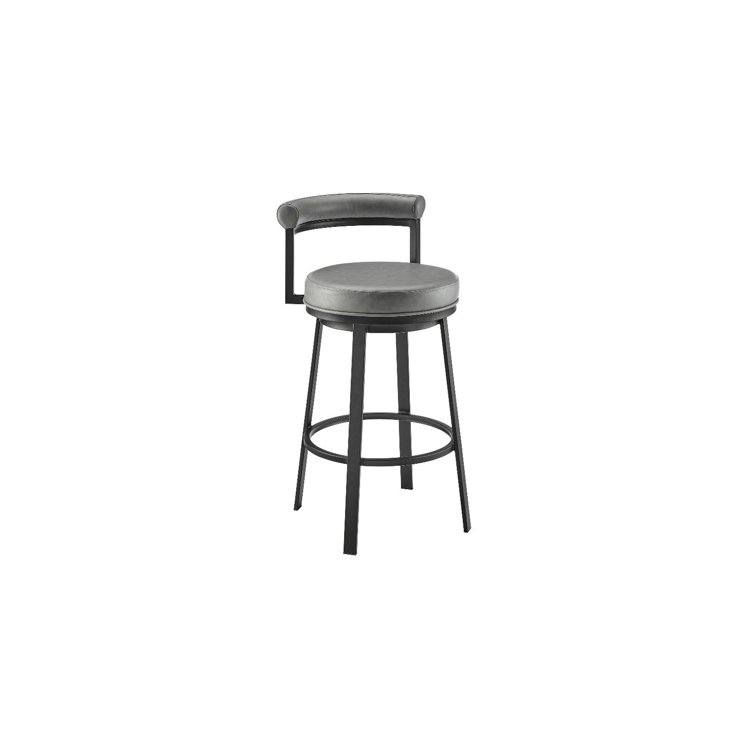 Neura Swivel Counter or Bar Stool in Black Finish with Grey Faux Leather