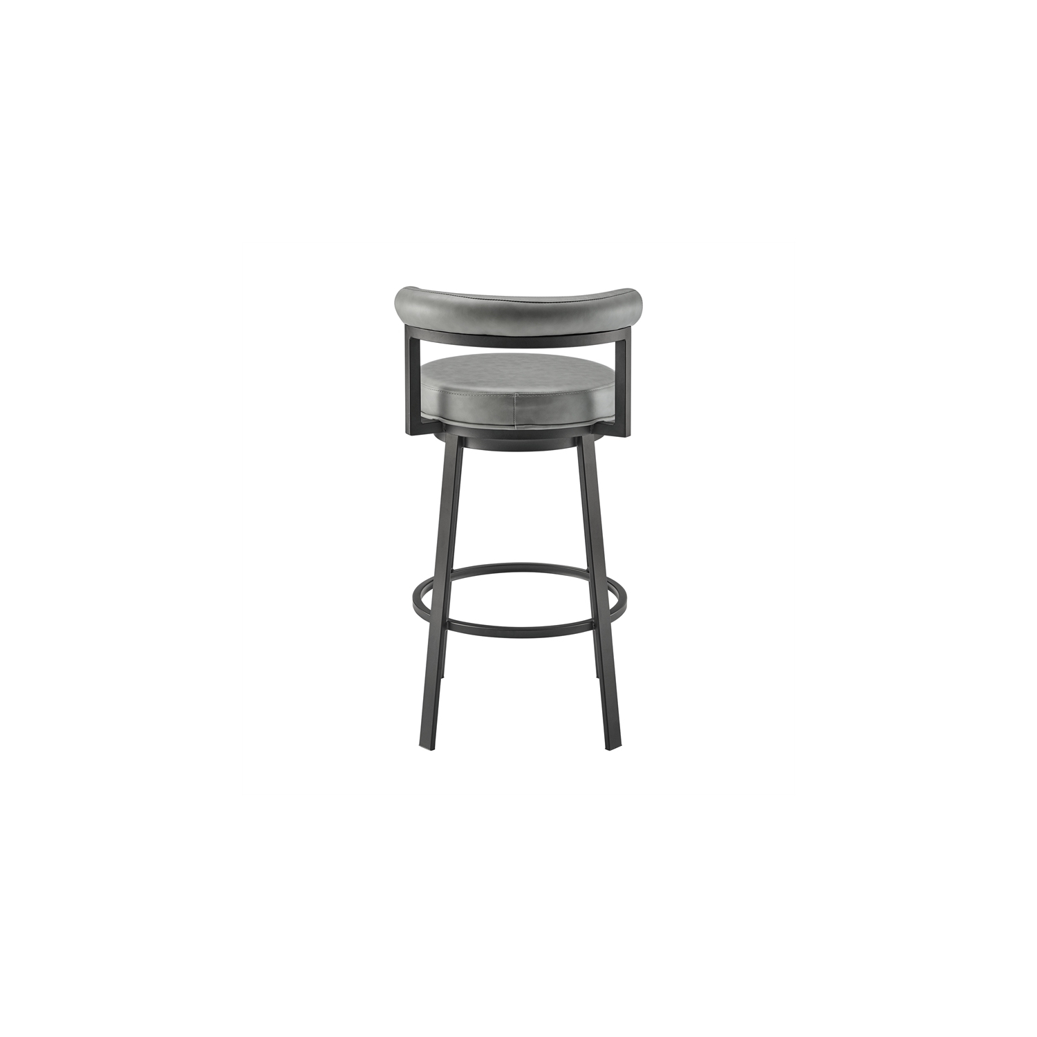 Neura Swivel Counter or Bar Stool in Black Finish with Grey Faux Leather