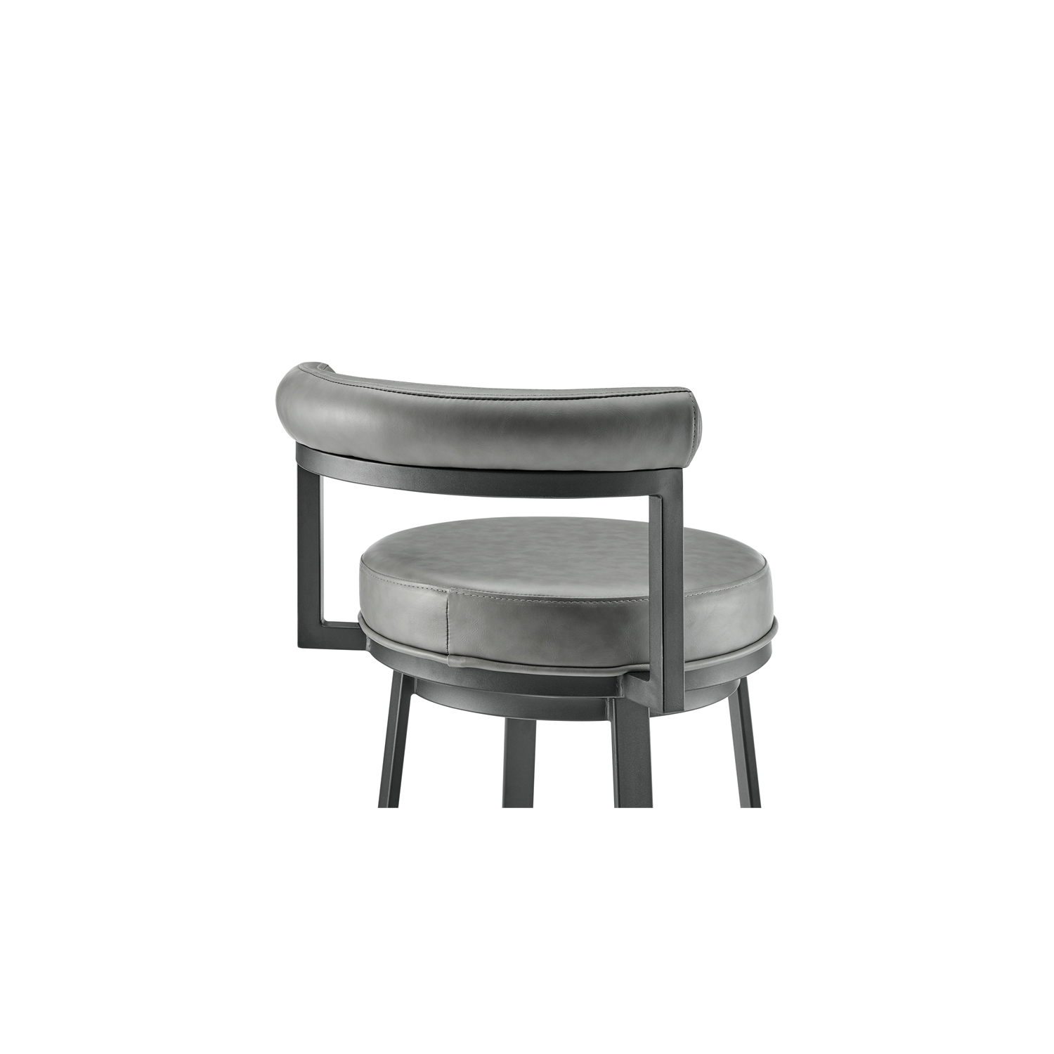 Neura Swivel Counter or Bar Stool in Black Finish with Grey Faux Leather