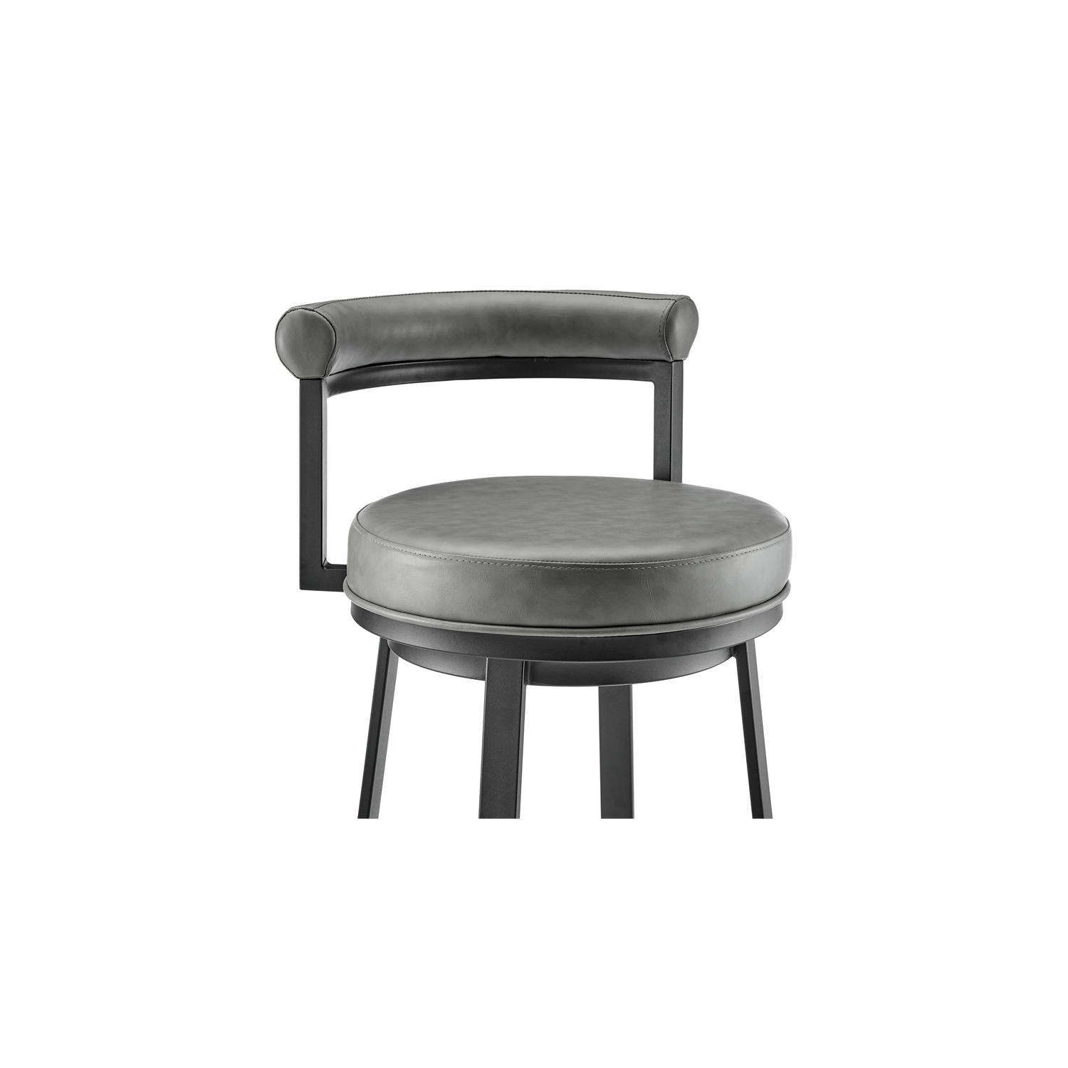 Neura Swivel Counter or Bar Stool in Black Finish with Grey Faux Leather
