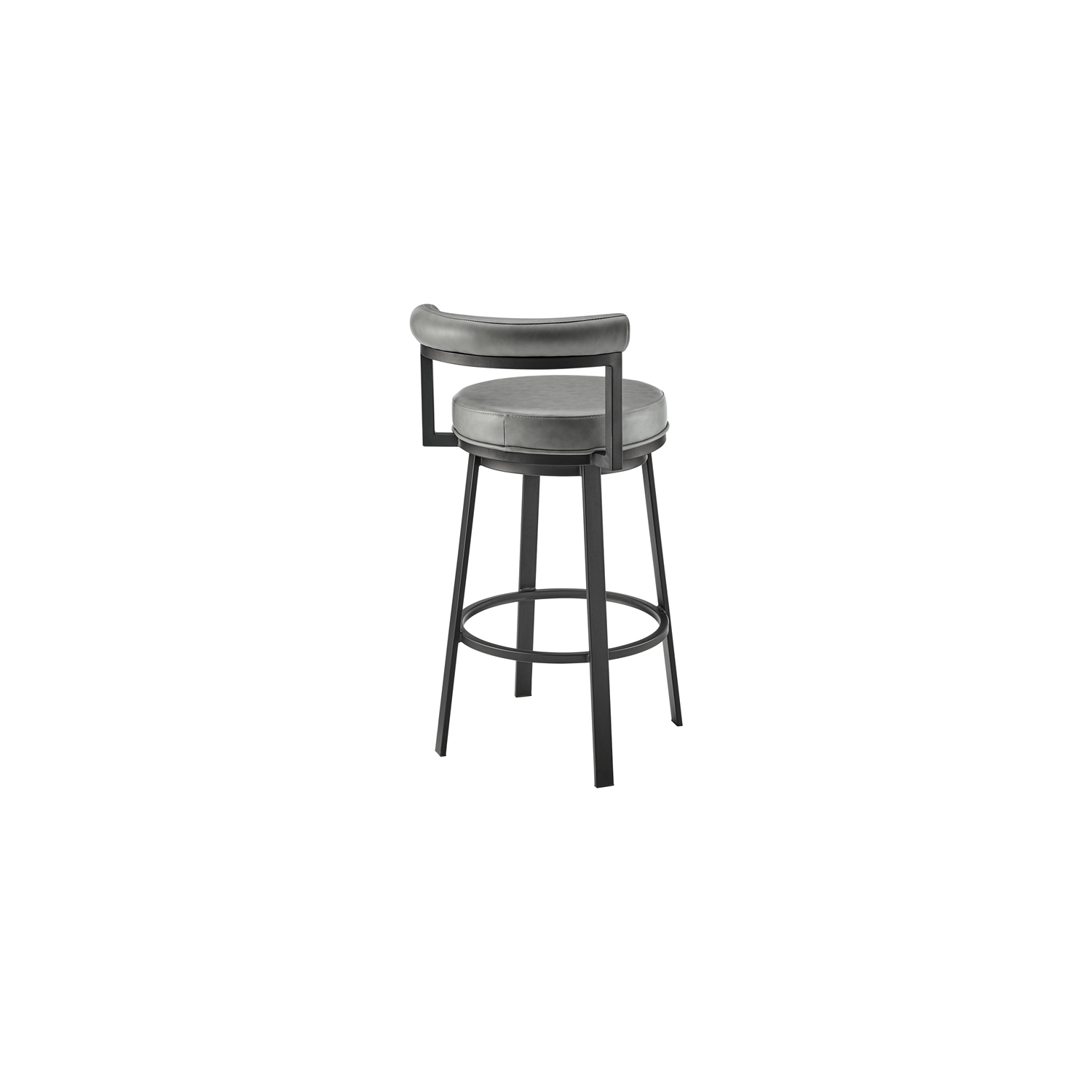Neura Swivel Counter or Bar Stool in Black Finish with Grey Faux Leather