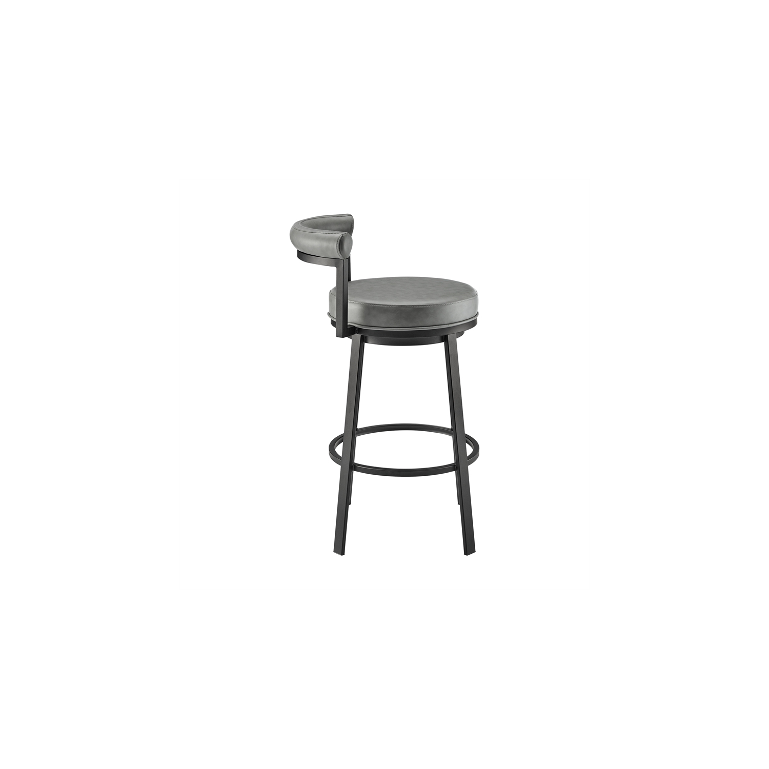 Neura Swivel Counter or Bar Stool in Black Finish with Grey Faux Leather