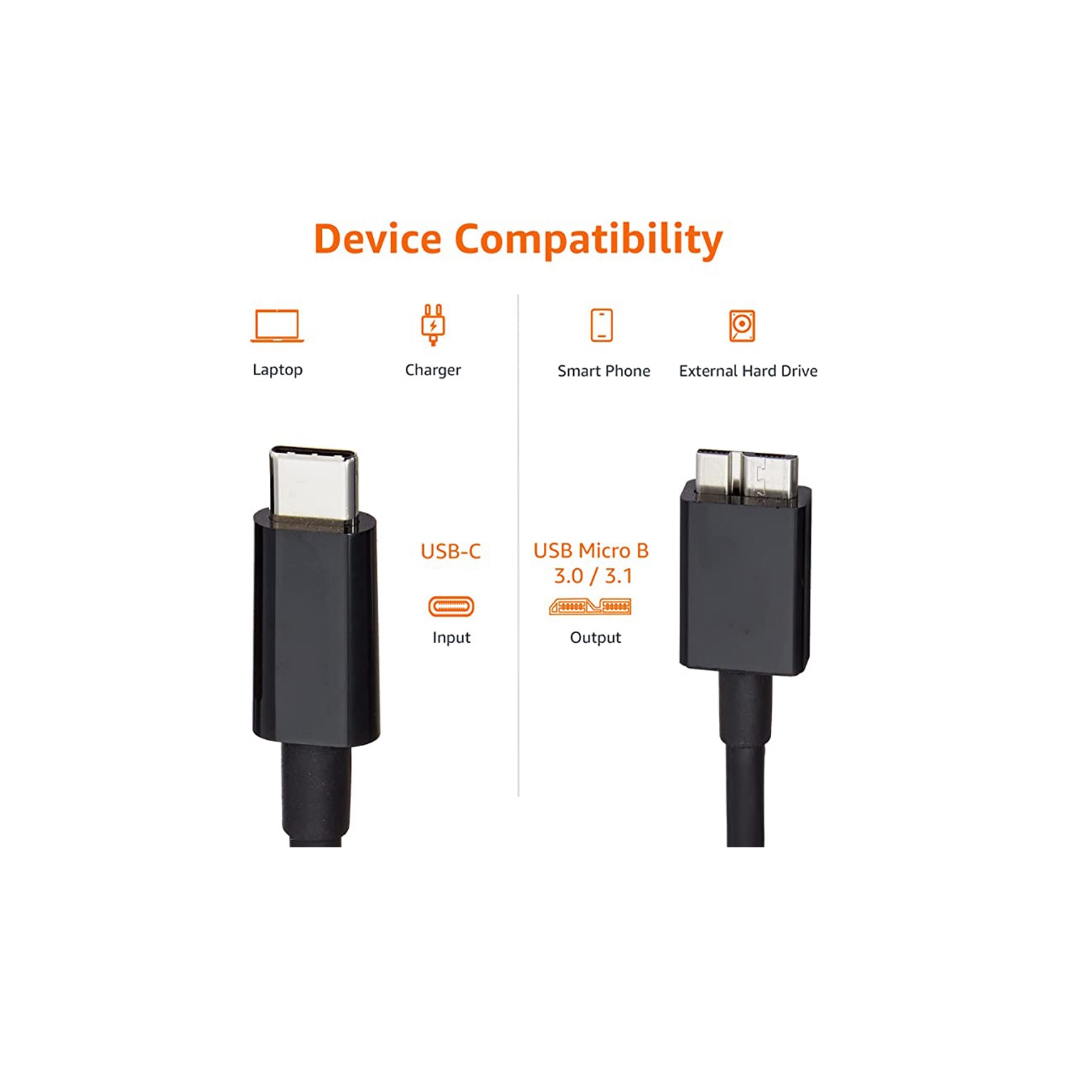 axGear USB C External Hard Drive Cable 3FT USB 3.1 C to Micro B