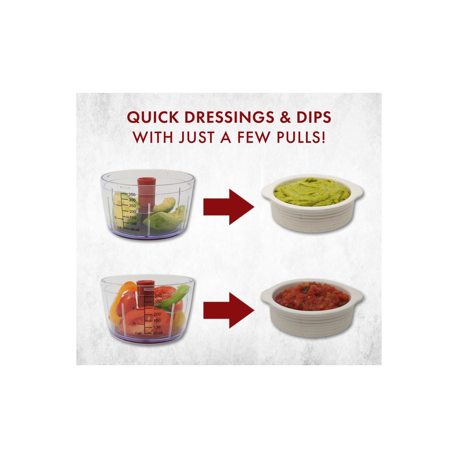 Robot culinaire manuel de Valore – Hachoir à légumes – 400&nbsp;mL Capacité de 1,7&nbsp;tasses – Coupe-ail et oignon facile à nettoyer – Accessoire