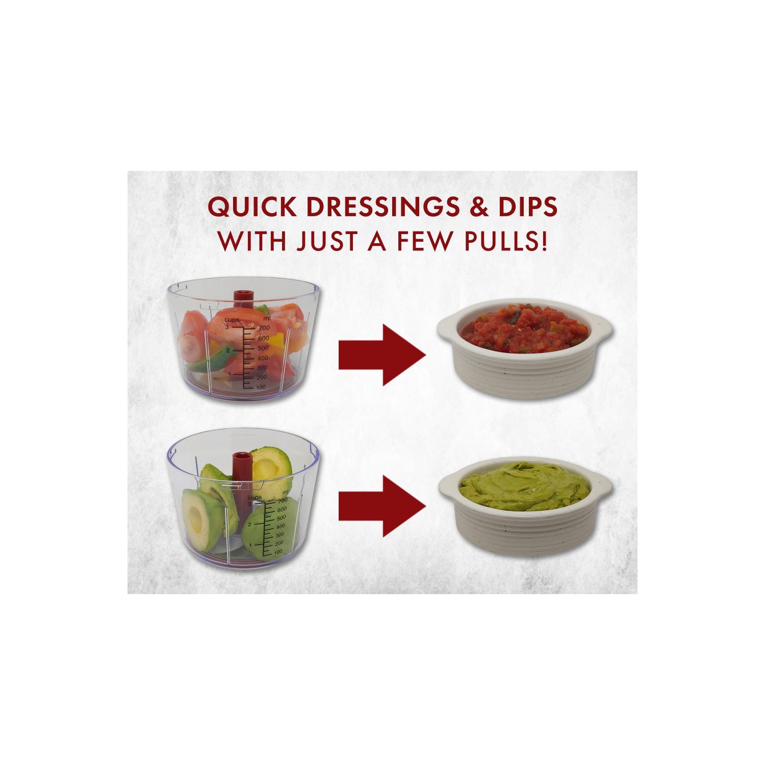 Robot culinaire manuel VALORE Hachoir à légumes 870&nbsp;mL moyen – Coupe-ail et oignons facile à nettoyer – Hachoir rapide tout usage portatif avec