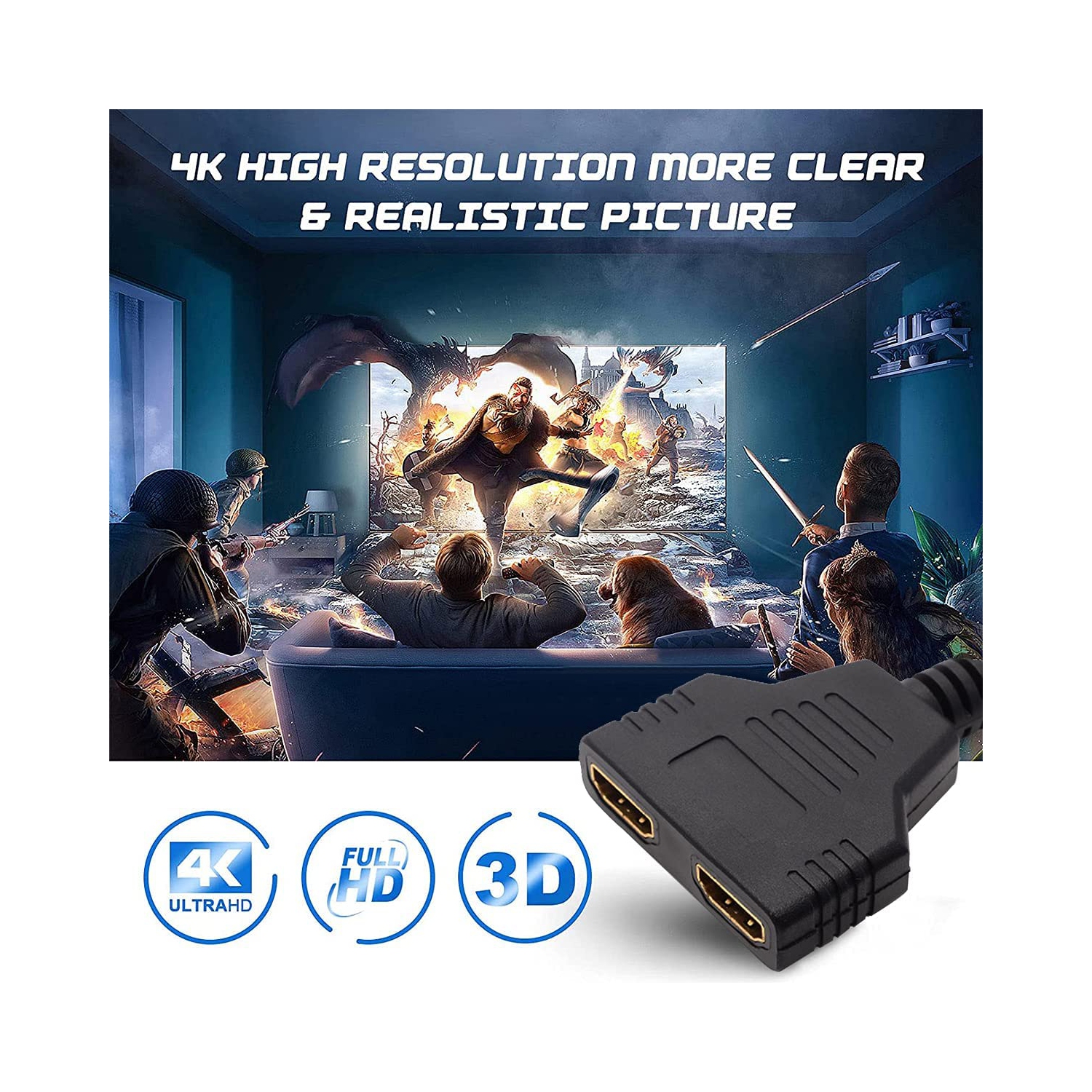 HDMI Splitter Adapter1080P HDMI Male to Dual HDMI Femal 1 to 2 Way HDMI Splitter Adapter Cable for HDTV HD, LED,LCD Monitor and Projectors - Free